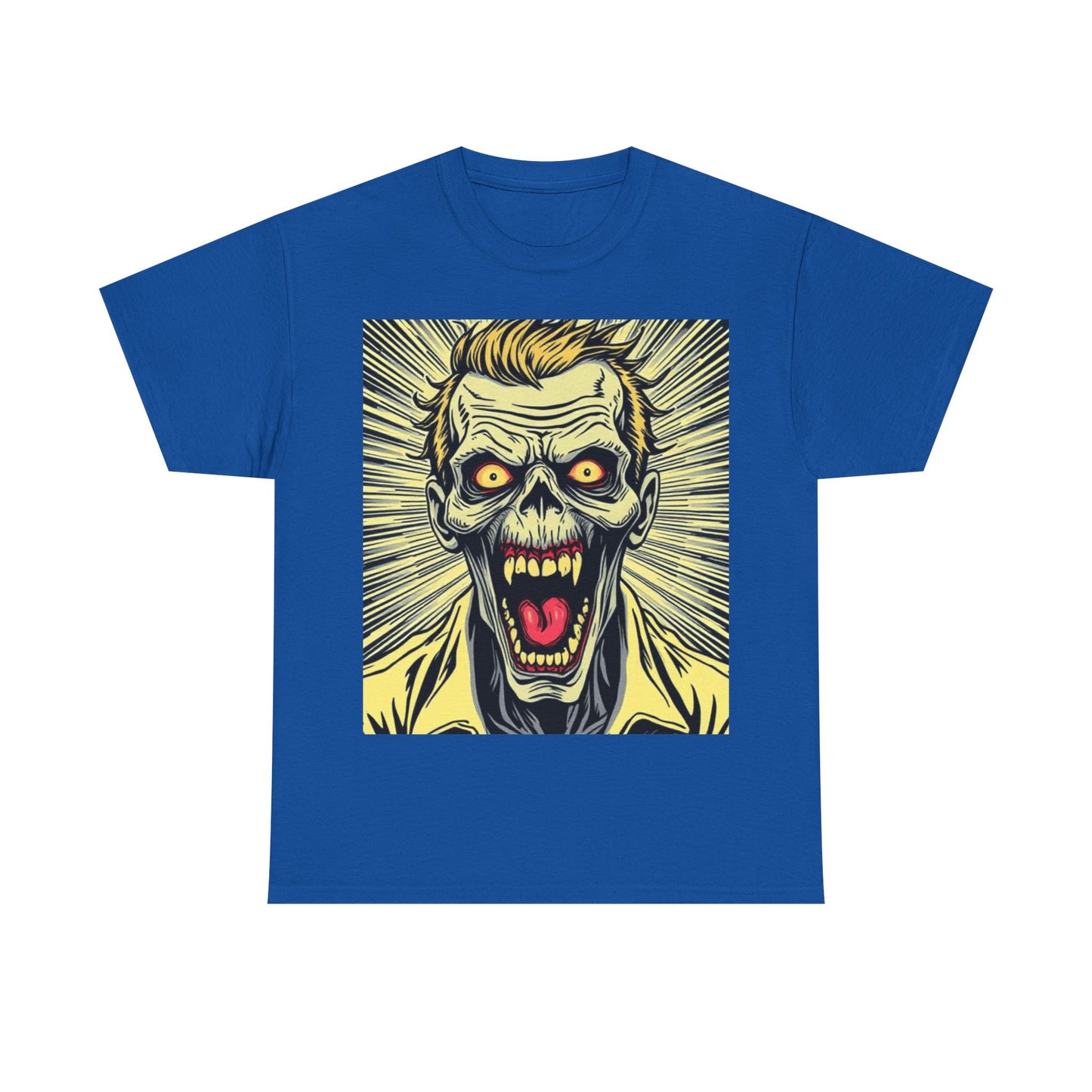 UK - Screaming Zombie Unisex Heavy Cotton Tee - Perfect for Halloween and Horror Fans