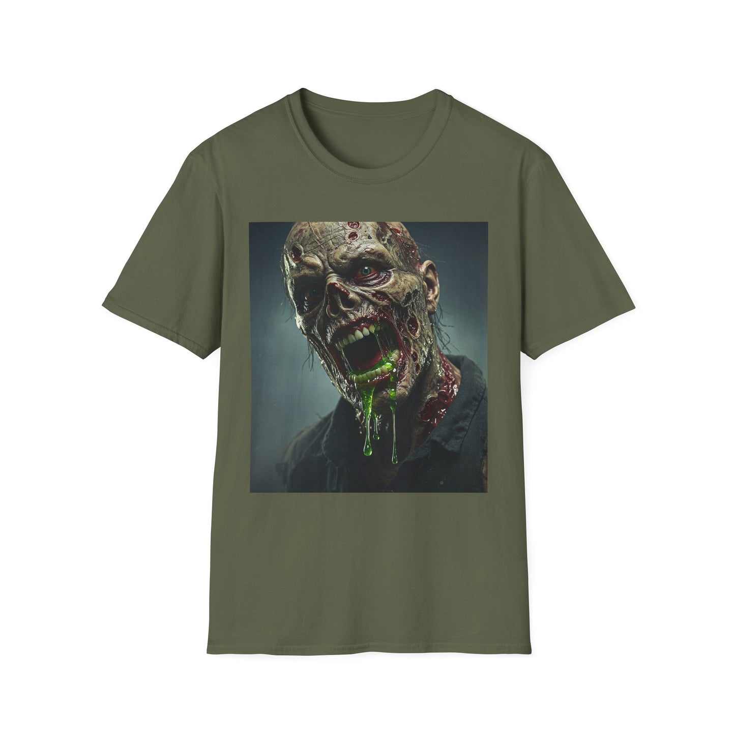 Apocalyptic Portrait Tee, bold, decaying zombie graphic