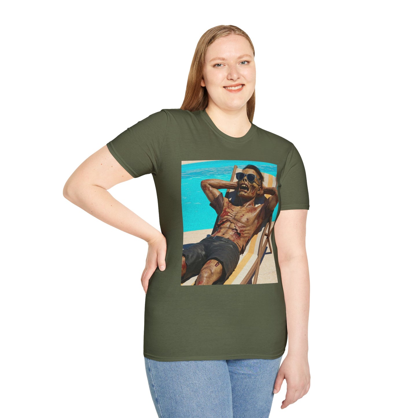 Zombie Relaxation Unisex Softstyle T-Shirt - Perfect for Halloween and Casual Outings
