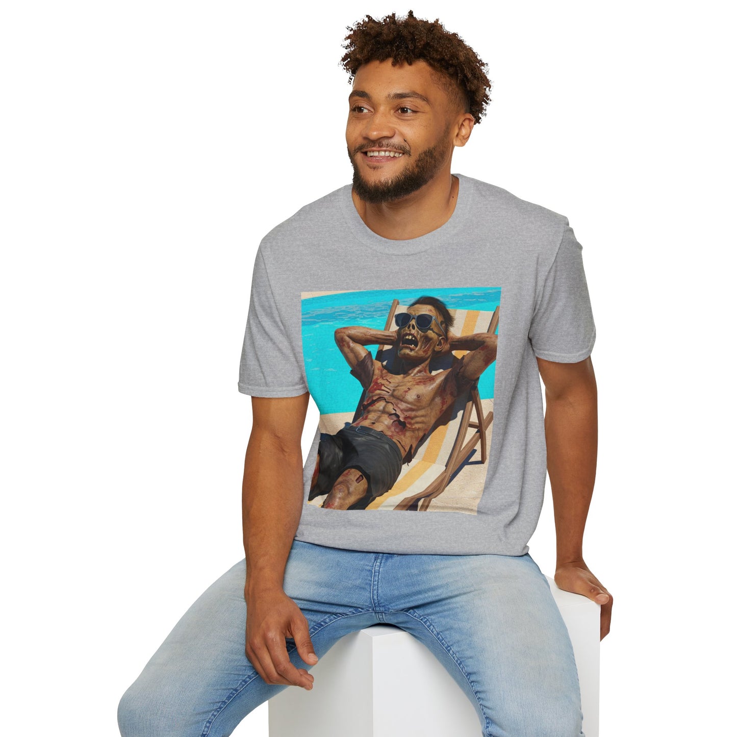Zombie Relaxation Unisex Softstyle T-Shirt - Perfect for Halloween and Casual Outings