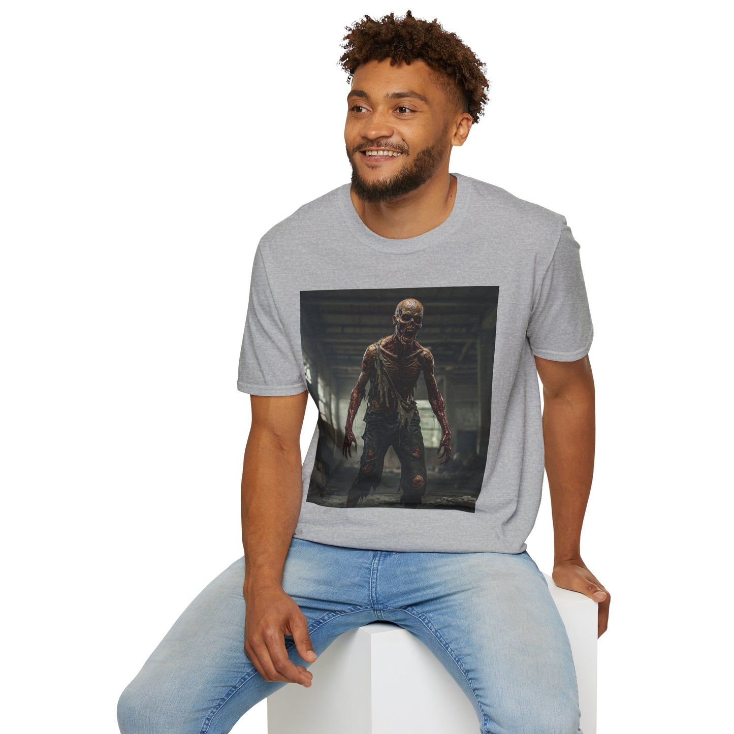 Zombie Graphic Unisex Softstyle T-Shirt - Perfect for Halloween and Horror Fans