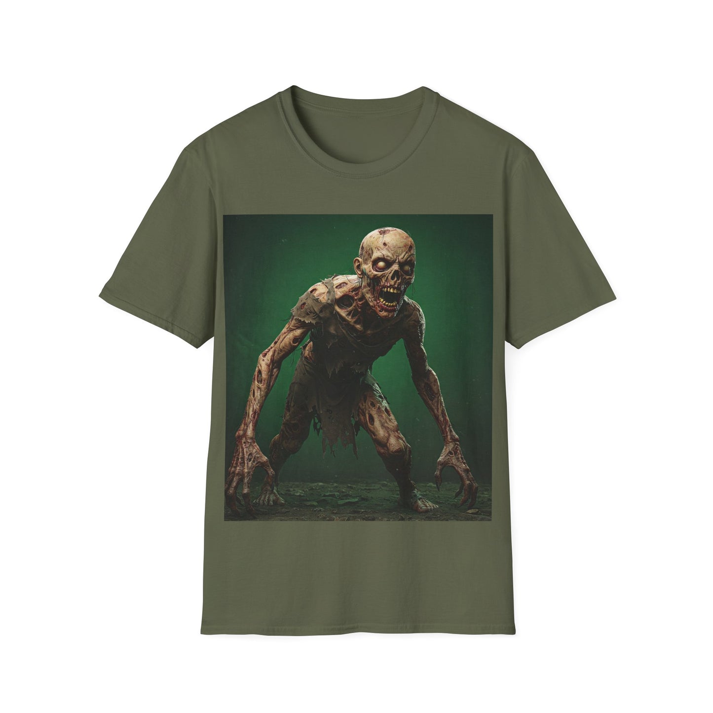 UK - Zombie Graphic Unisex Softstyle T-Shirt - Perfect for Halloween and Horror Fans