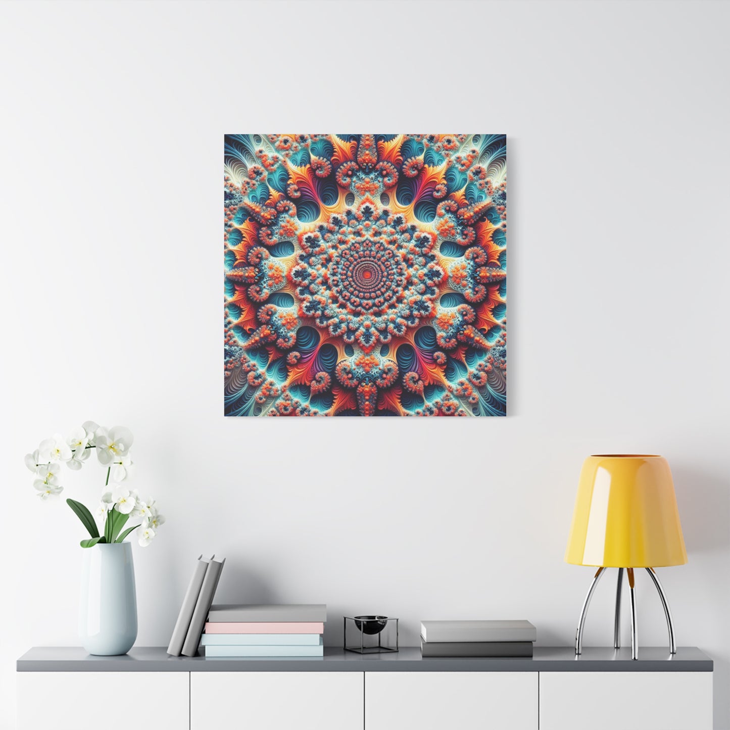 Vibrant Fractal Art Canvas – Stunning Stretched Wall Decor for Home or Office