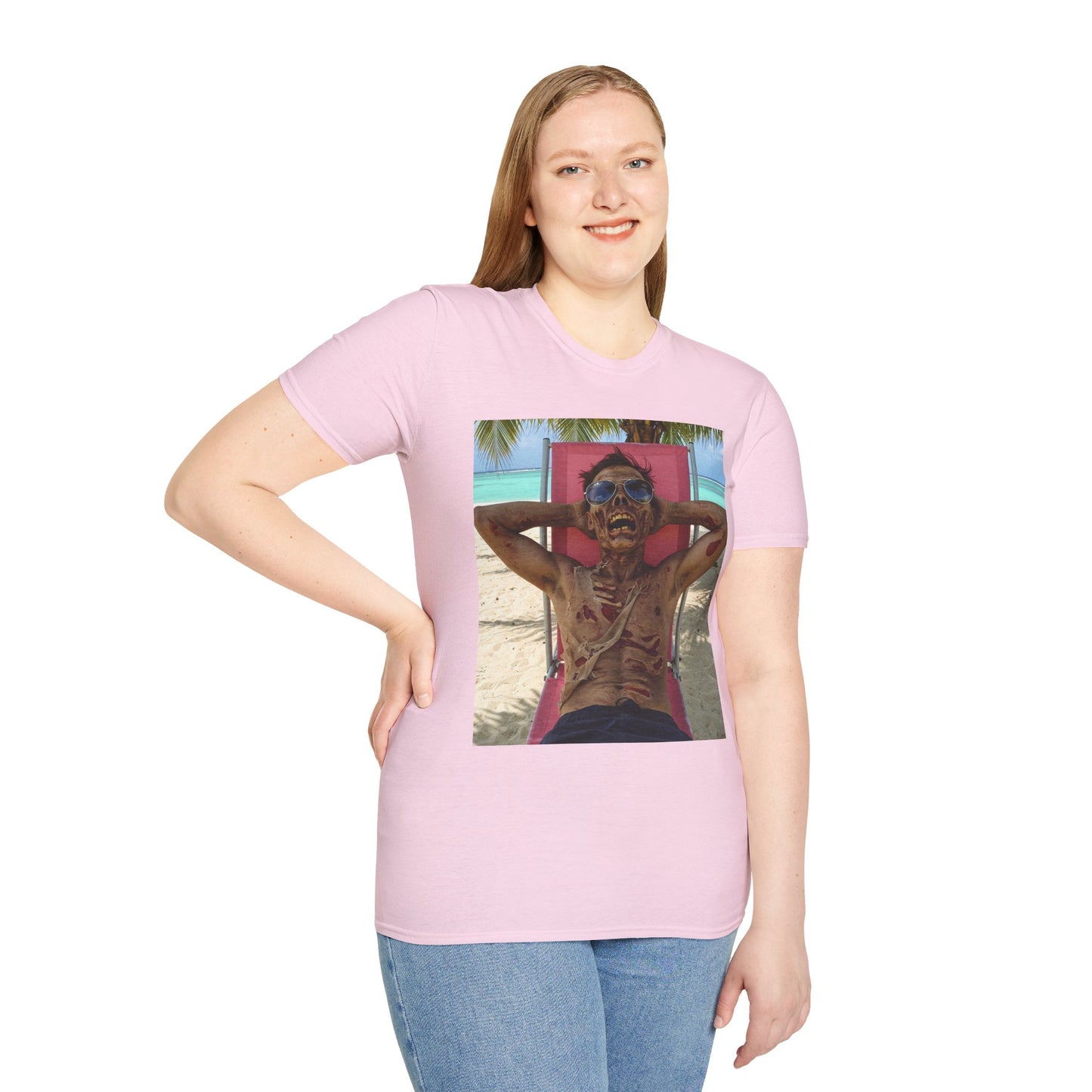 Chill Zombie Unisex Softstyle T-Shirt - Perfect for Beach Days & Halloween