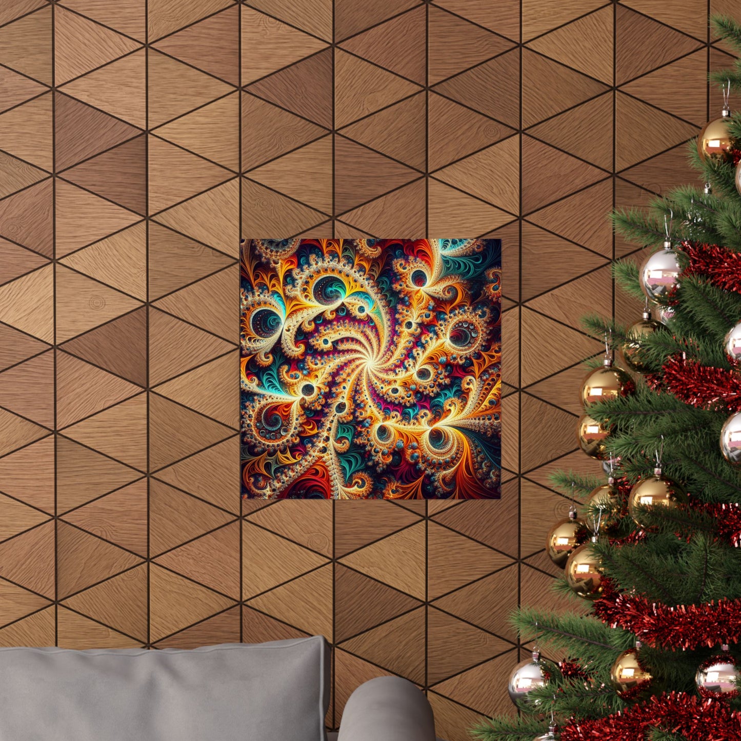 Vibrant Fractal Art Poster - Eye-Catching Matte Vertical Design for Modern Interiors