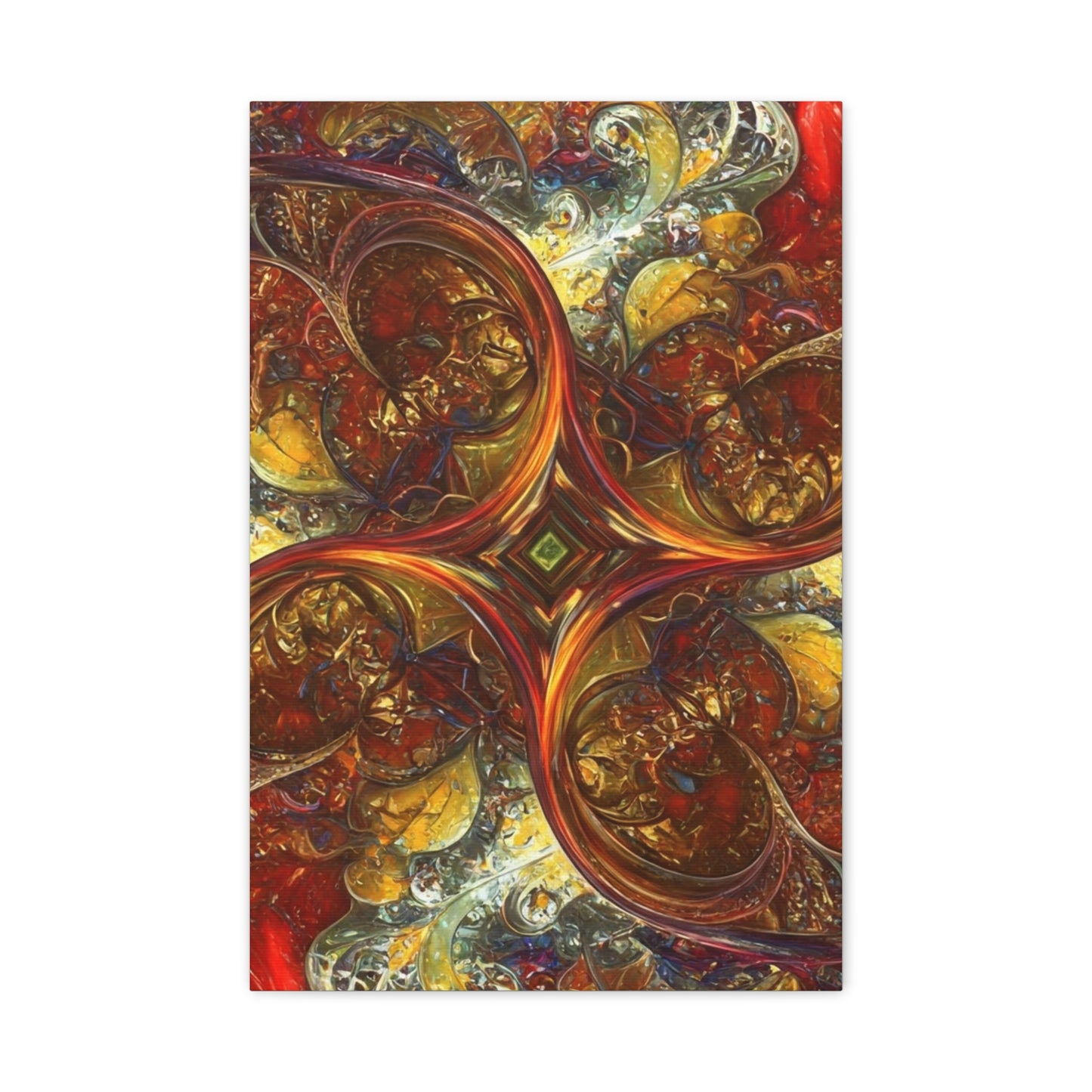 Abstract Art Matte Canvas Wall Decor - Vibrant Fractal Design, Colorful Home Accent