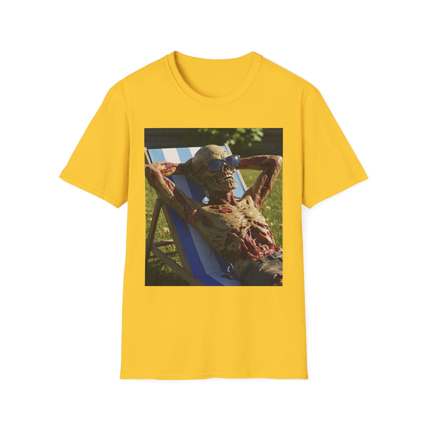 Chillin' Skeleton Unisex Softstyle T-Shirt - Casual Halloween Vibe