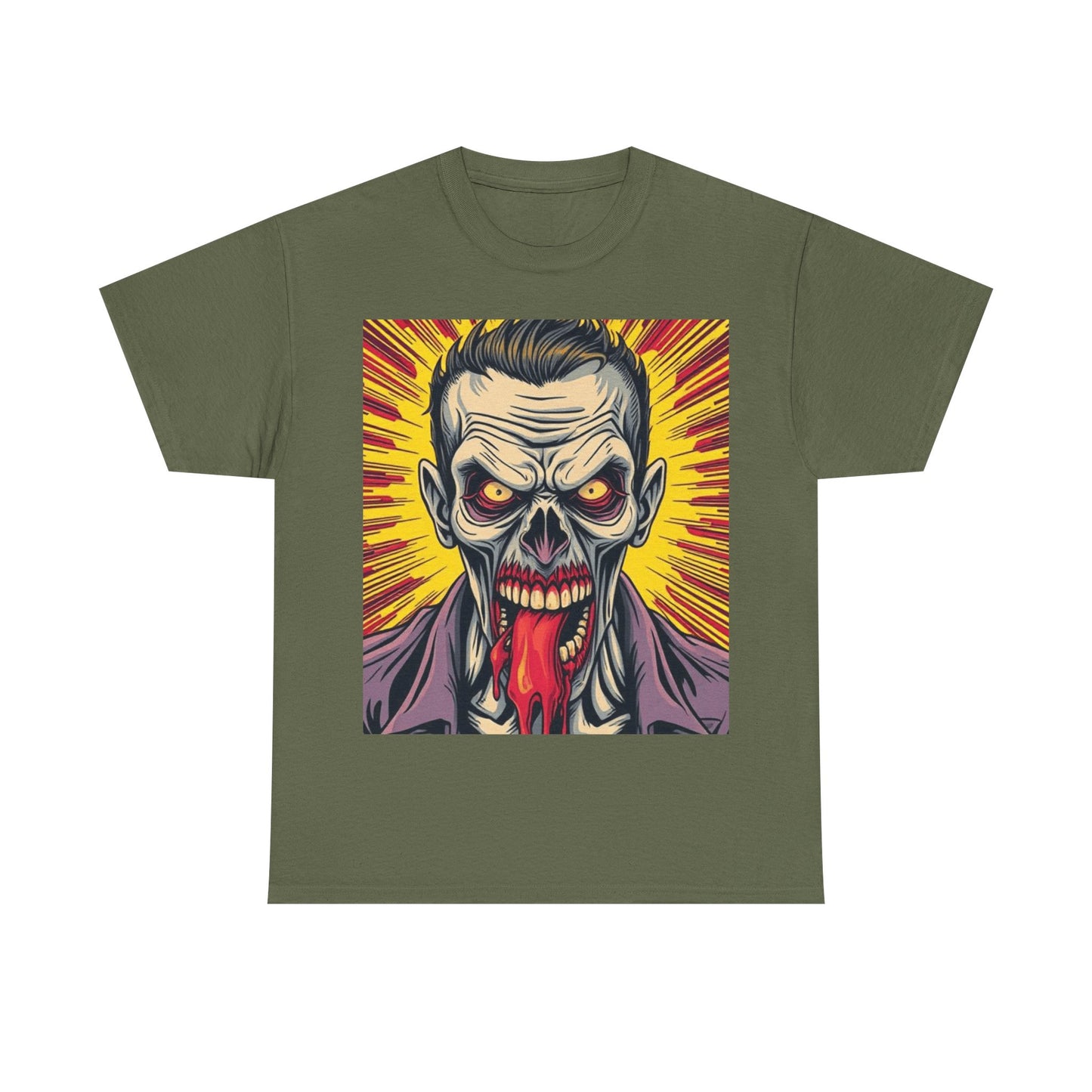 UK - Zombie Horror Graphic Unisex Heavy Cotton Tee - Perfect for Halloween and Fans of Spooky Style