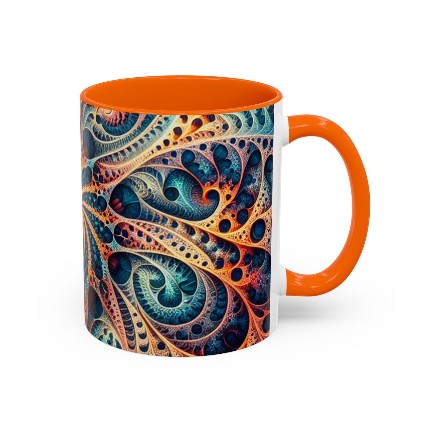 Colorful Swirl Accent Coffee Mug - 11oz & 15oz Ceramic Cup for Coffee Lovers