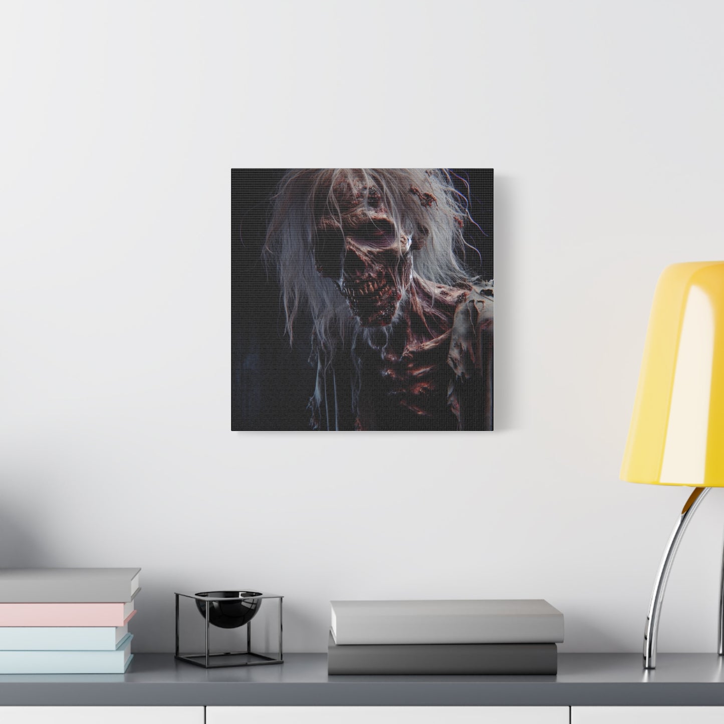 Creepy Zombie Wall Art Canvas - 12" Horror Decor