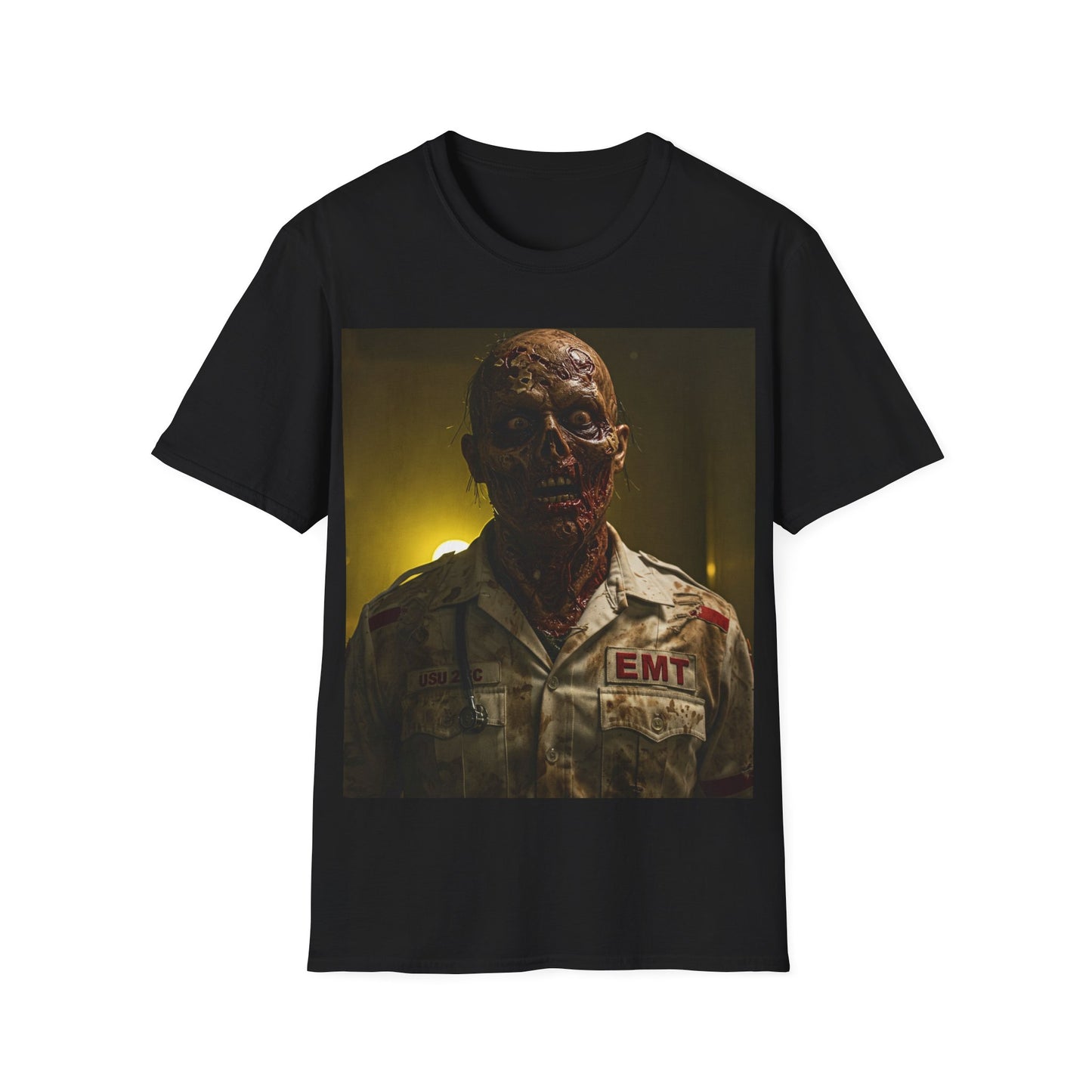 UK - Zombie EMT Unisex Softstyle T-Shirt - Horror Apparel for Halloween