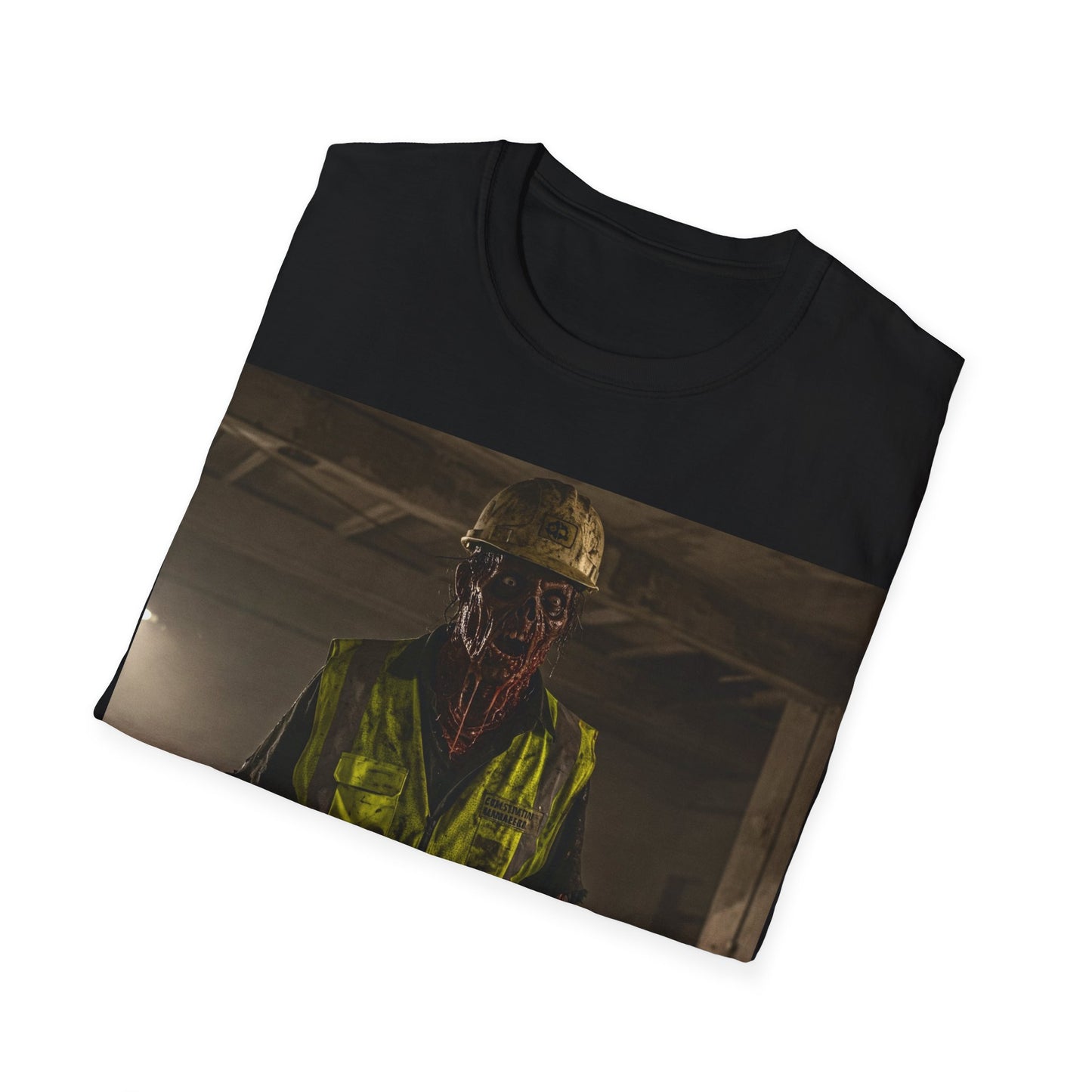UK - Horror Themed Unisex Softstyle T-Shirt - Creepy Construction Design