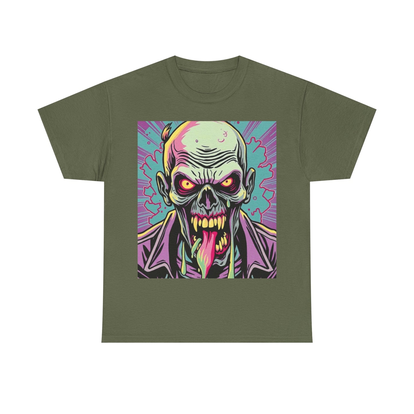 UK - Unisex Heavy Cotton Tee - Vintage Horror Skull Graphic T-Shirt