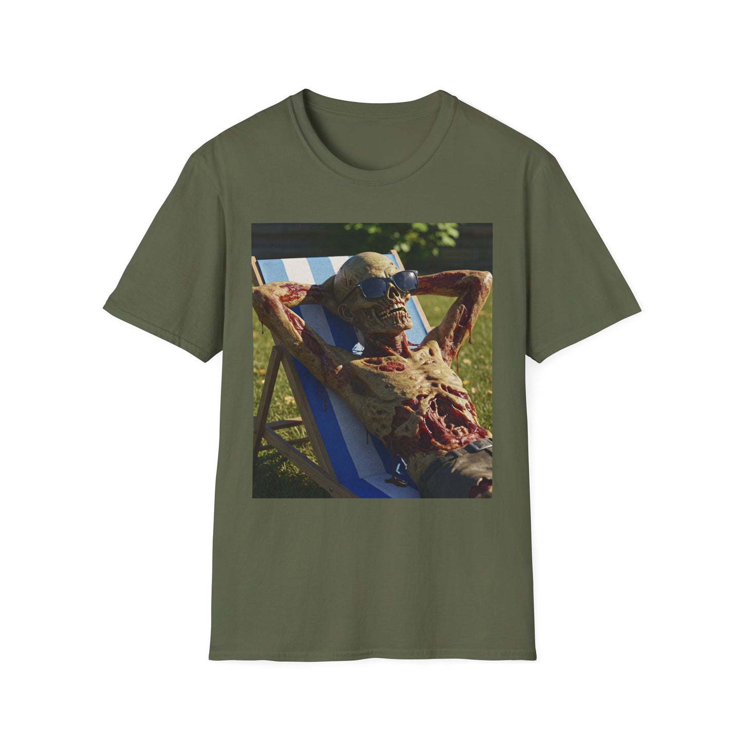 Chillin' Skeleton Unisex Softstyle T-Shirt - Casual Halloween Vibe
