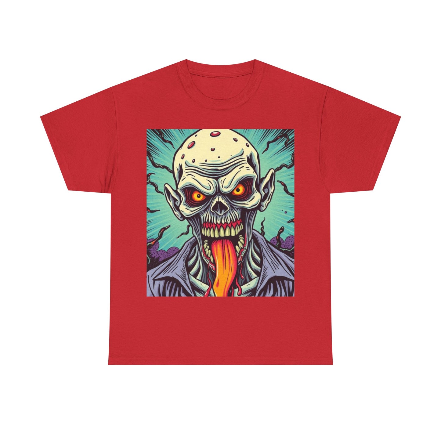 UK - Spooky Graphic Unisex Heavy Cotton Tee - Halloween Evil Zombie Design