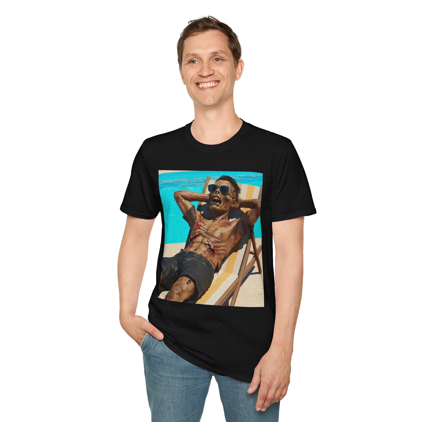 Zombie Relaxation Unisex Softstyle T-Shirt - Perfect for Halloween and Casual Outings
