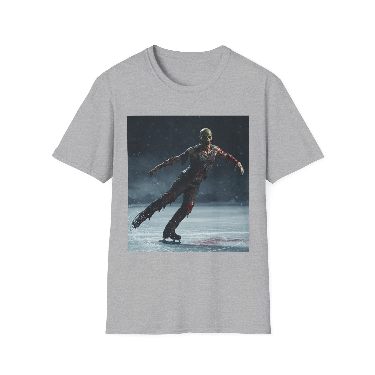 Chilling Thriller Unisex Softstyle T-Shirt - Ice Skating Horror Design