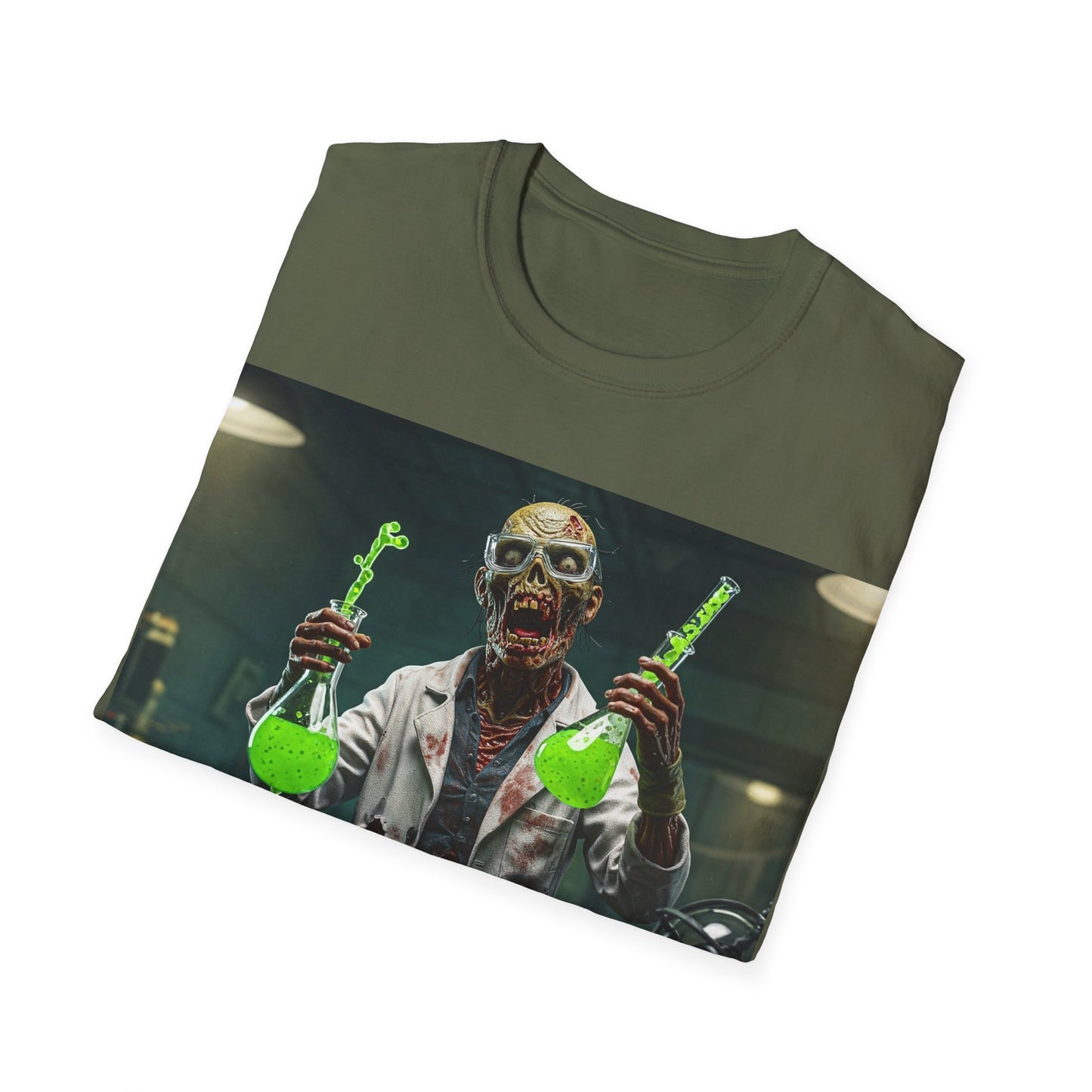 UK - Zombie Scientist Apocalyptic Portrait Tee, bold, decaying zombie graphic
