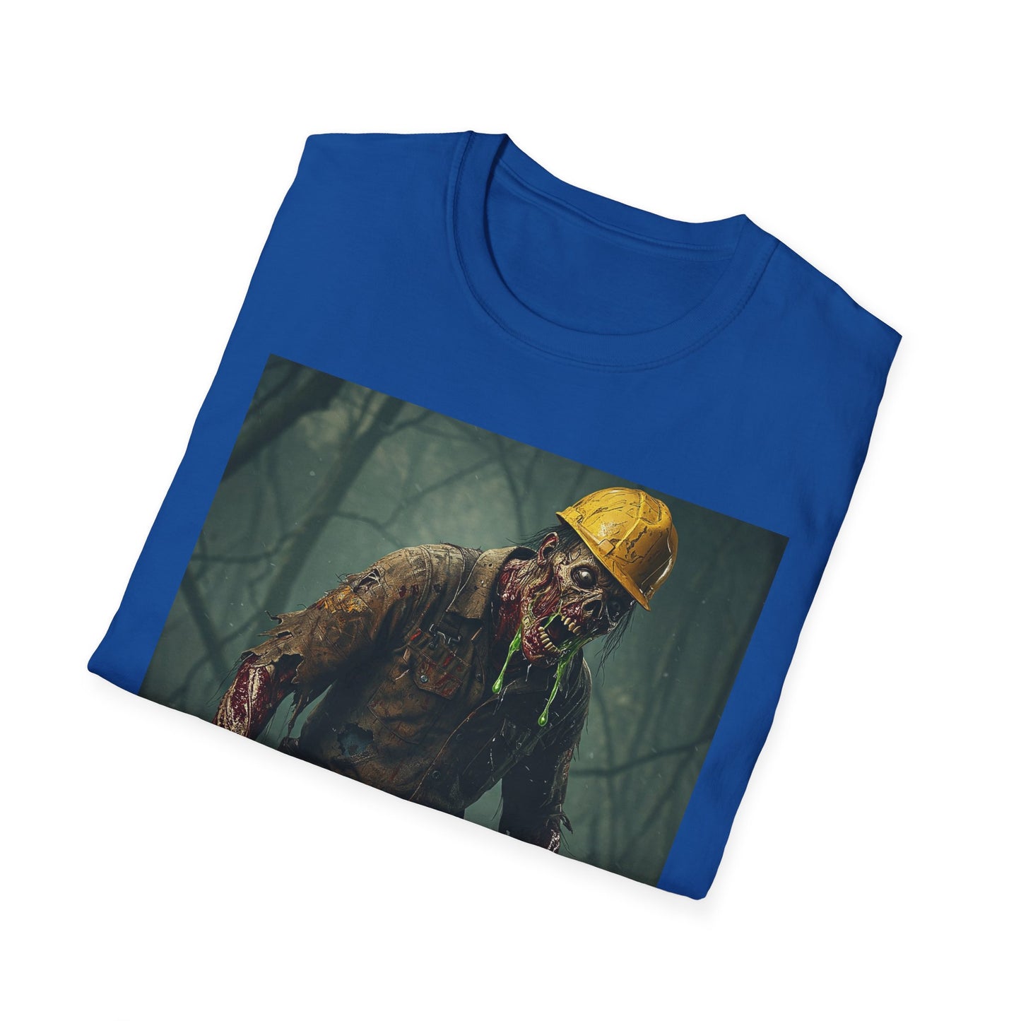 Zombie Construction Worker Unisex Softstyle T-Shirt | Spooky Halloween Apparel