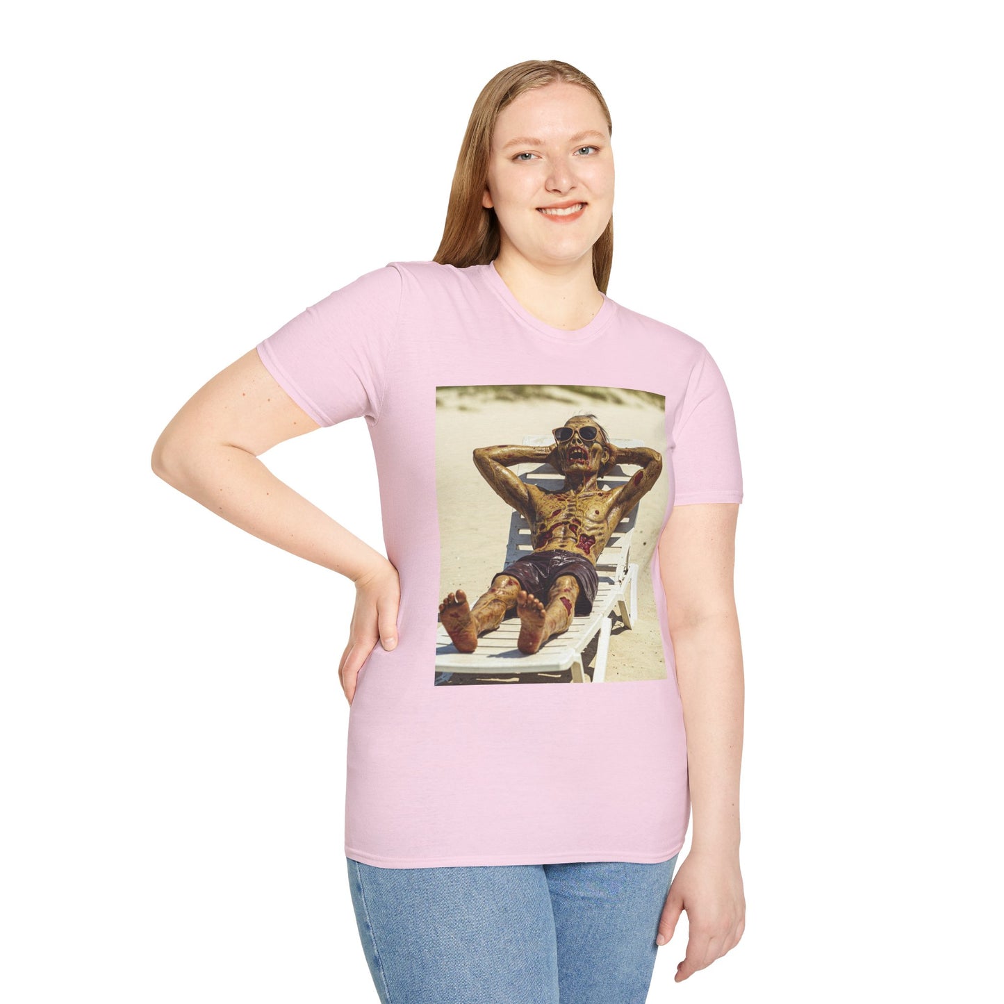 Chillin' Skeleton Unisex Softstyle T-Shirt - Perfect for Halloween & Casual Wear