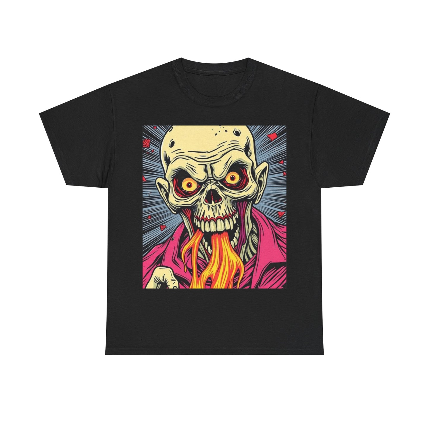 UK - Fire-Breathing Zombie Unisex Heavy Cotton Tee - Spooky Graphic Shirt