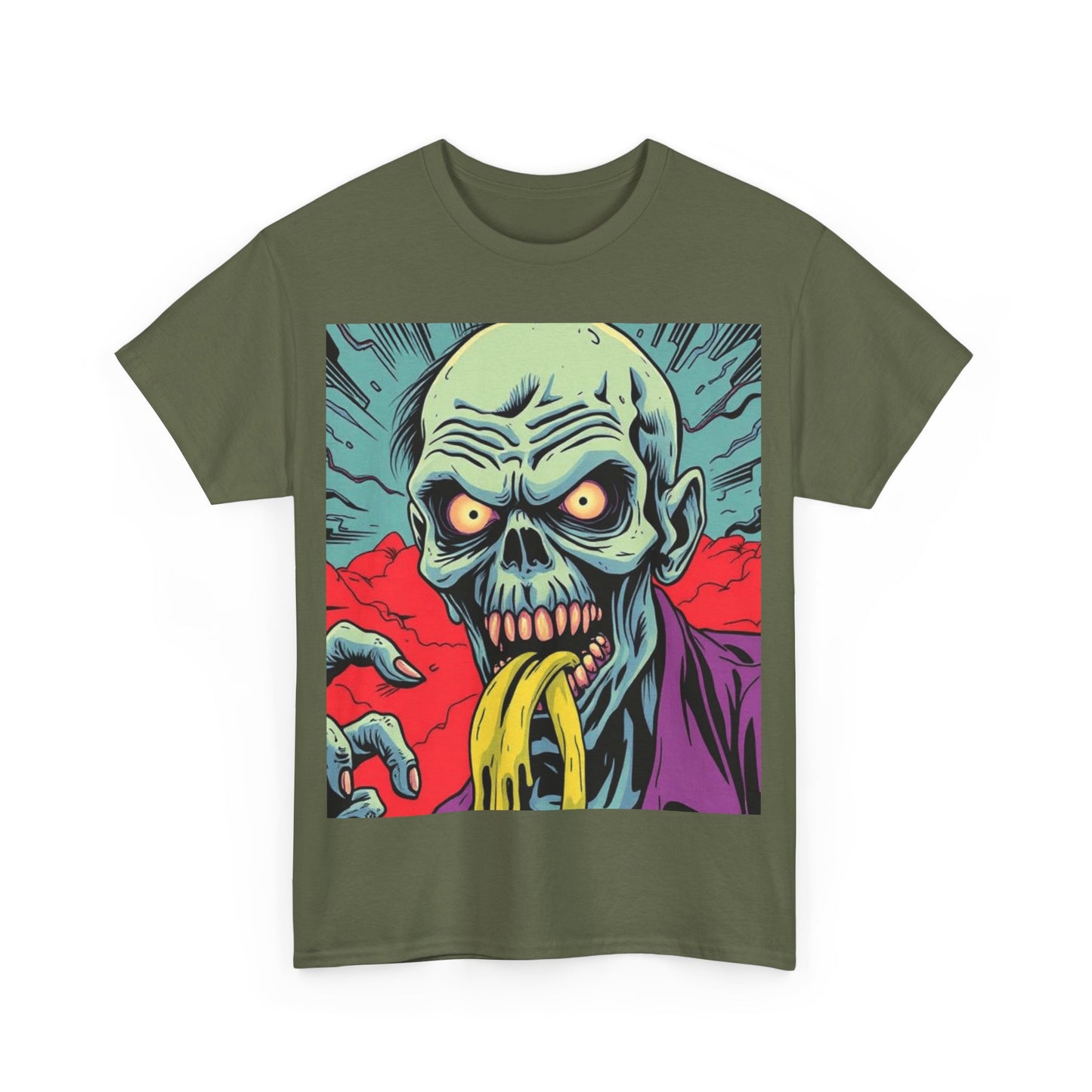 UK - Spooky Zombie Graphic Tee - Unisex Heavy Cotton T-Shirt for Halloween and Casual Wear
