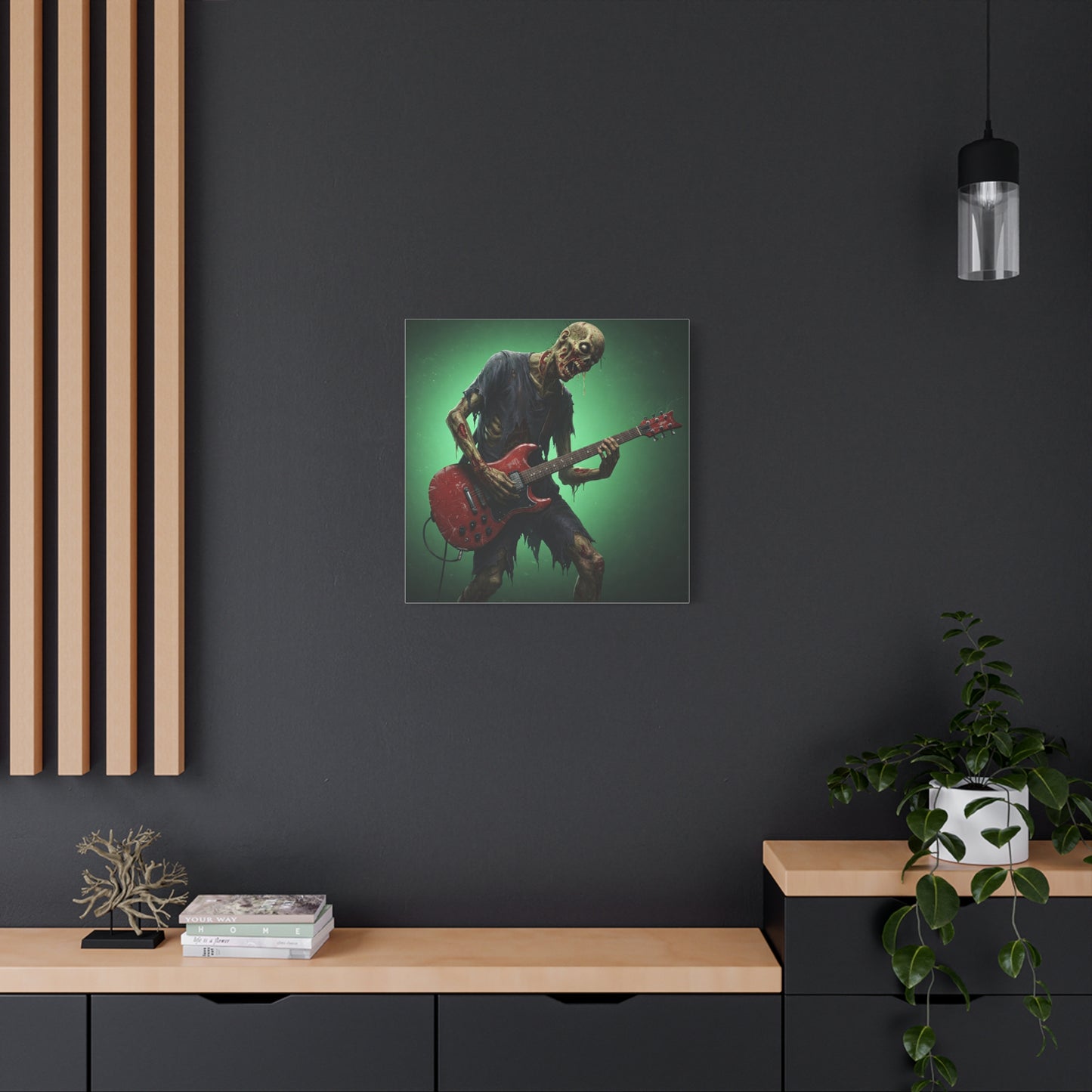 Zombie Rocker Canvas Wall Art - Edgy Decor for Music Lovers