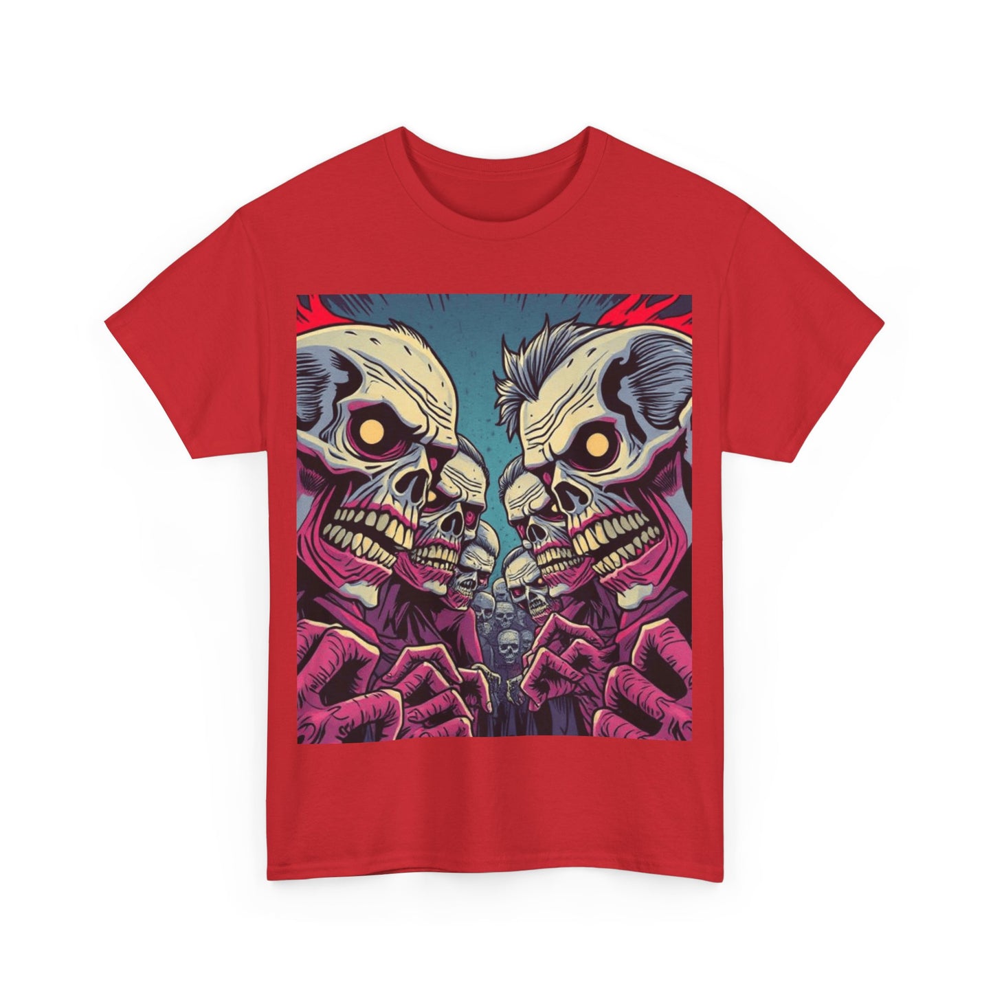 UK - Gothic Skull T-Shirt - Unisex Heavy Cotton Tee for Halloween and Punk Fans