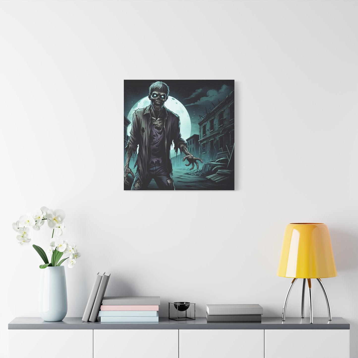 Zombie Moon Canvas Wall Art - Horror Decor for Halloween