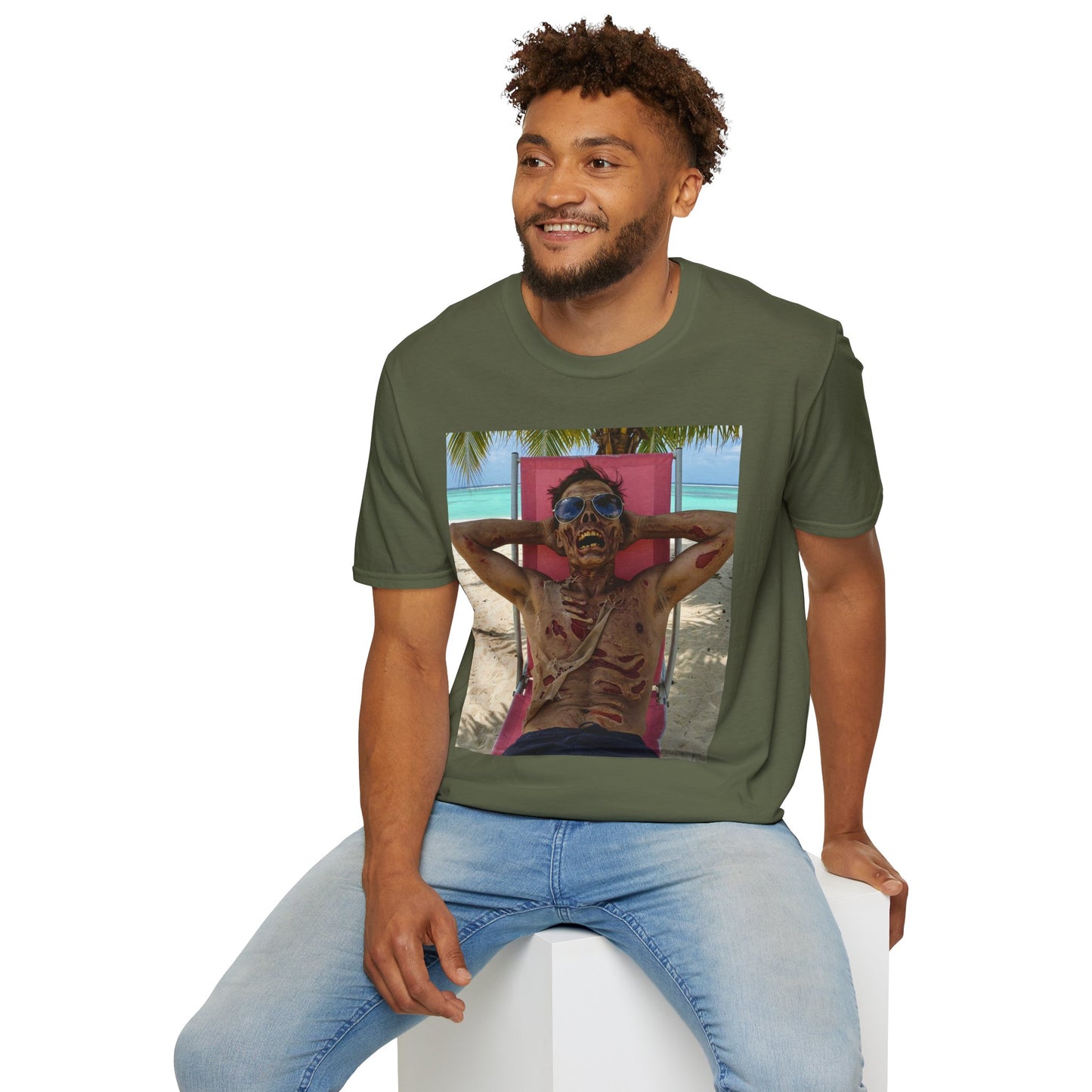 Chill Zombie Unisex Softstyle T-Shirt - Perfect for Beach Days & Halloween
