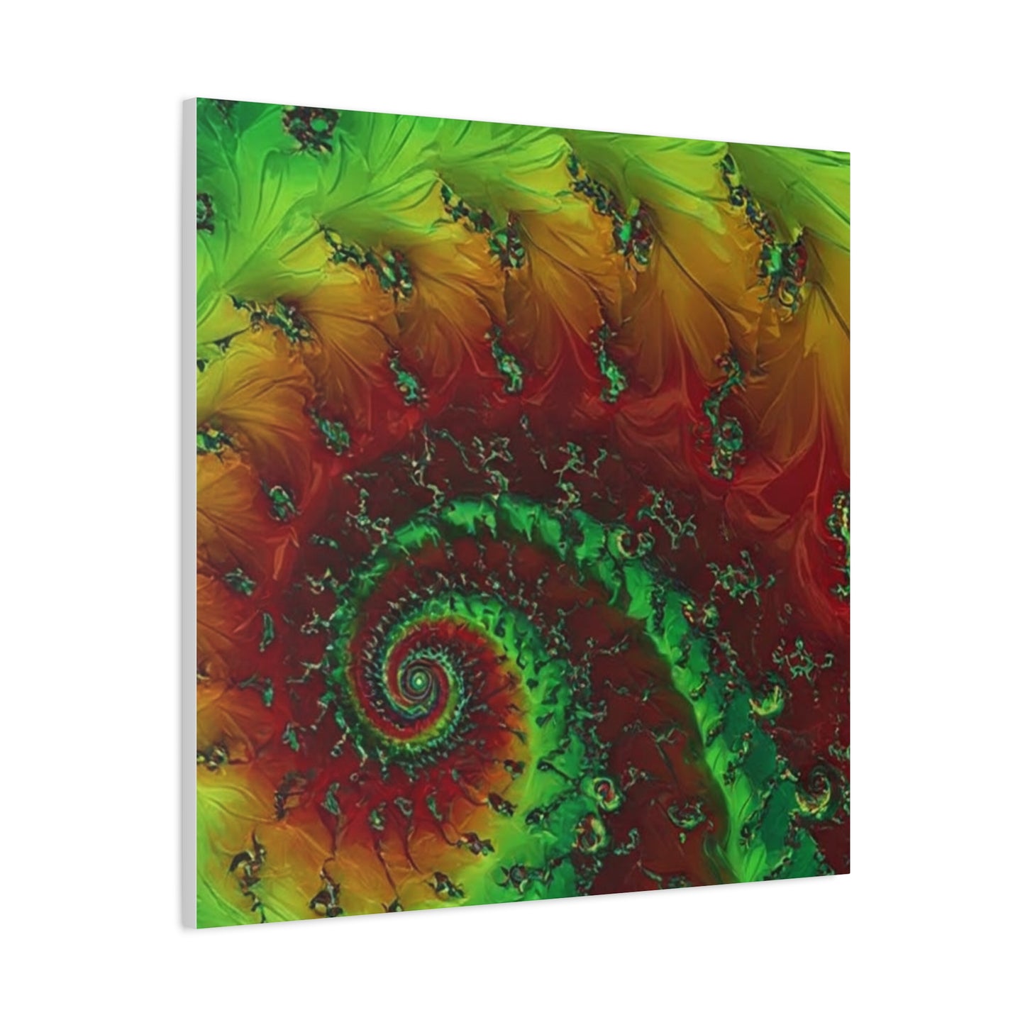 Vibrant Fractal Art Canvas - Green and Red Abstract Wall Decor