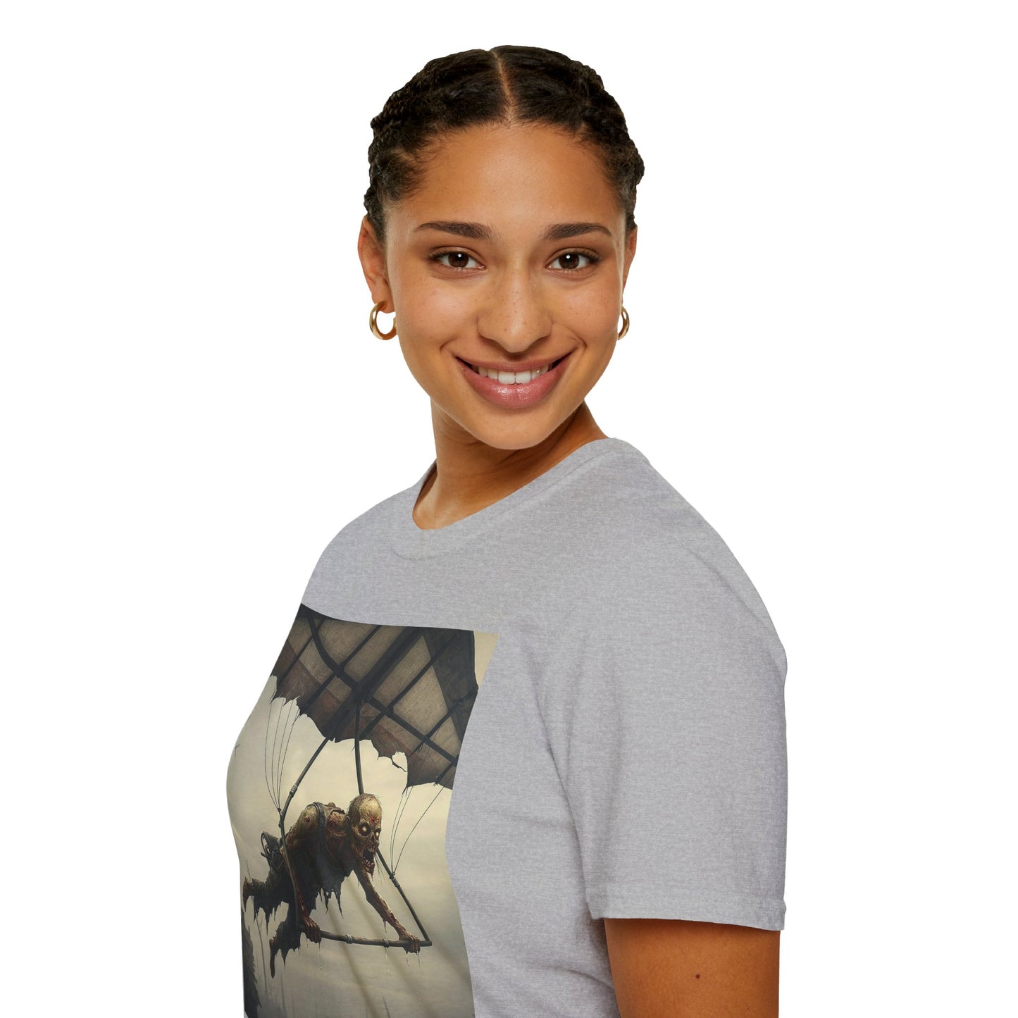 Zombie Parachute Unisex Softstyle T-Shirt - Perfect for Halloween and Horror Fans