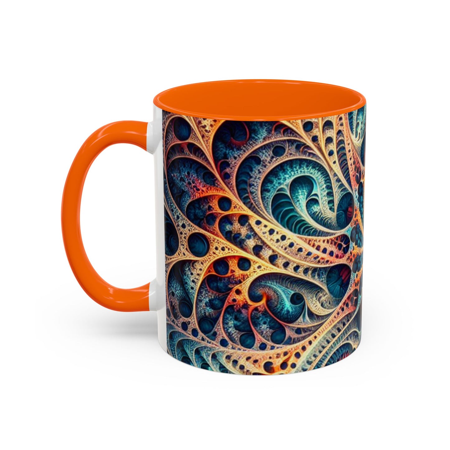 Colorful Swirl Accent Coffee Mug - 11oz & 15oz Ceramic Cup for Coffee Lovers