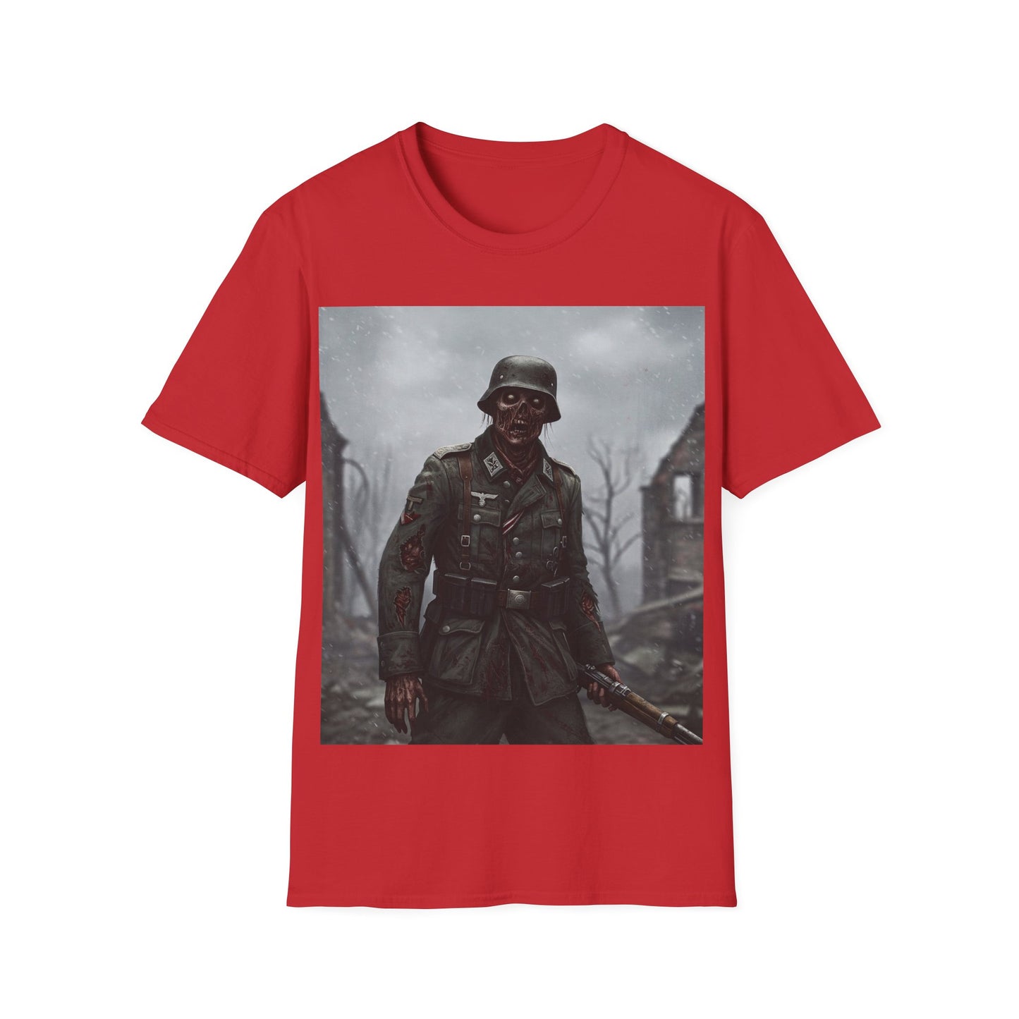 UK - Unisex Softstyle Graphic T-Shirt - Zombie Soldier Design