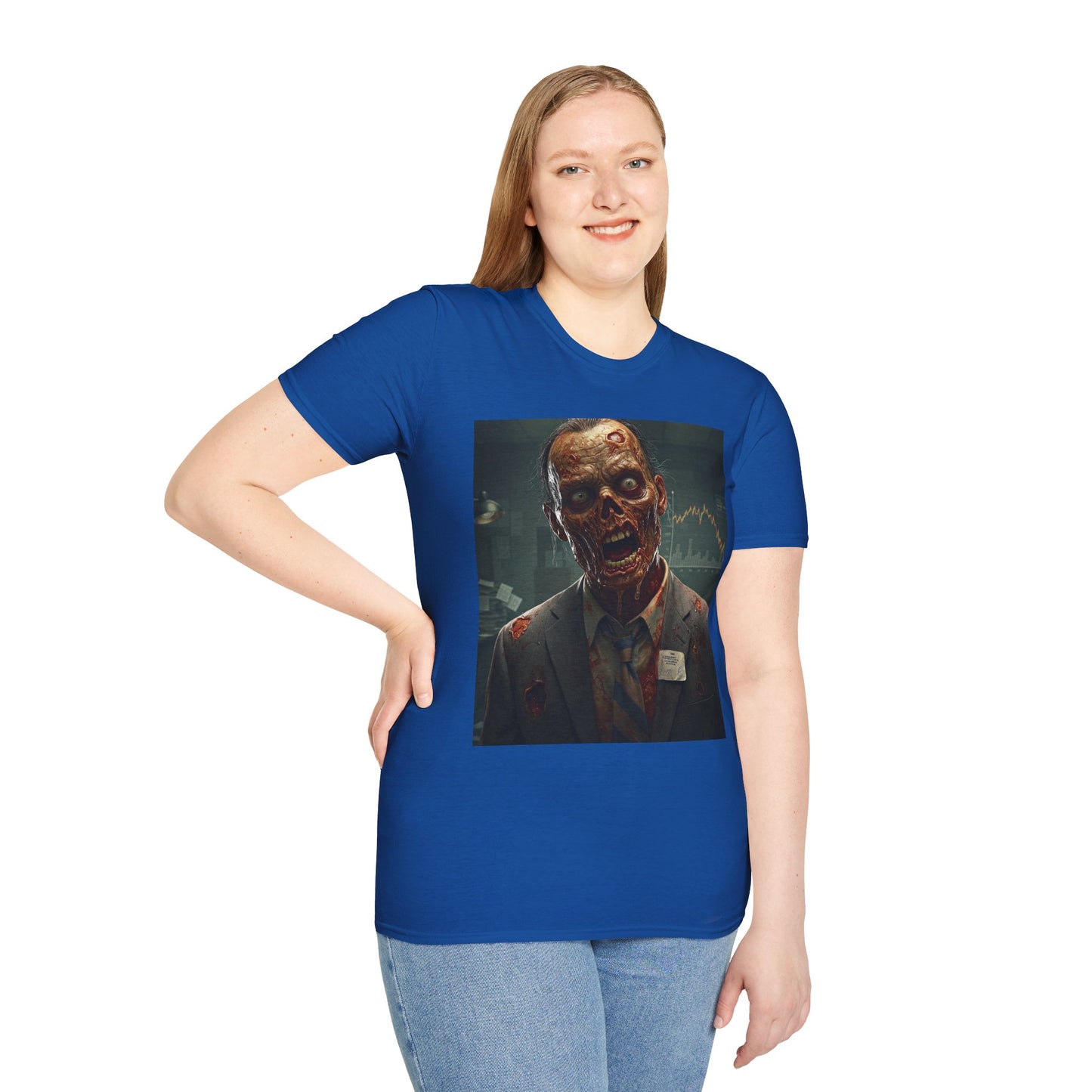 Zombie Businessman Unisex Softstyle T-Shirt | Spooky Halloween Apparel