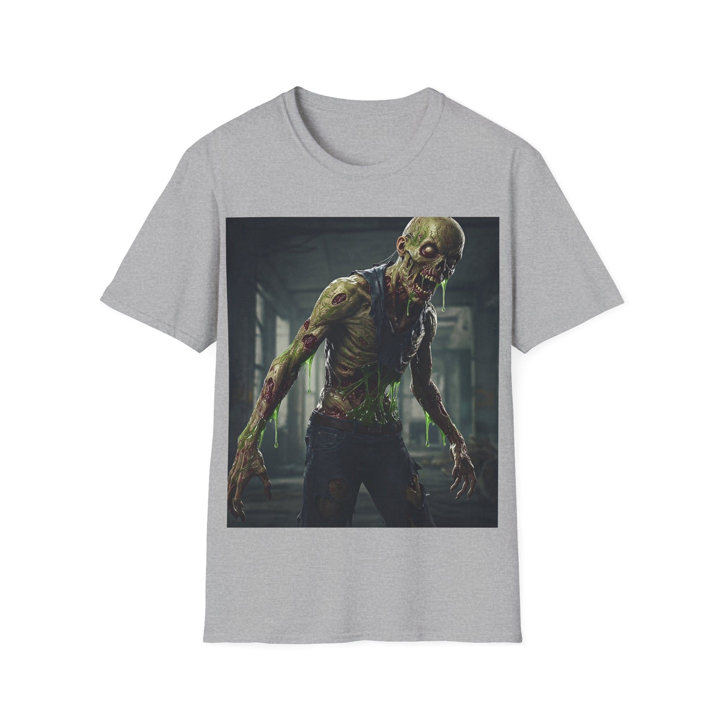 UK - Zombie Graphic Unisex Softstyle T-Shirt - Perfect for Halloween and Horror Fans