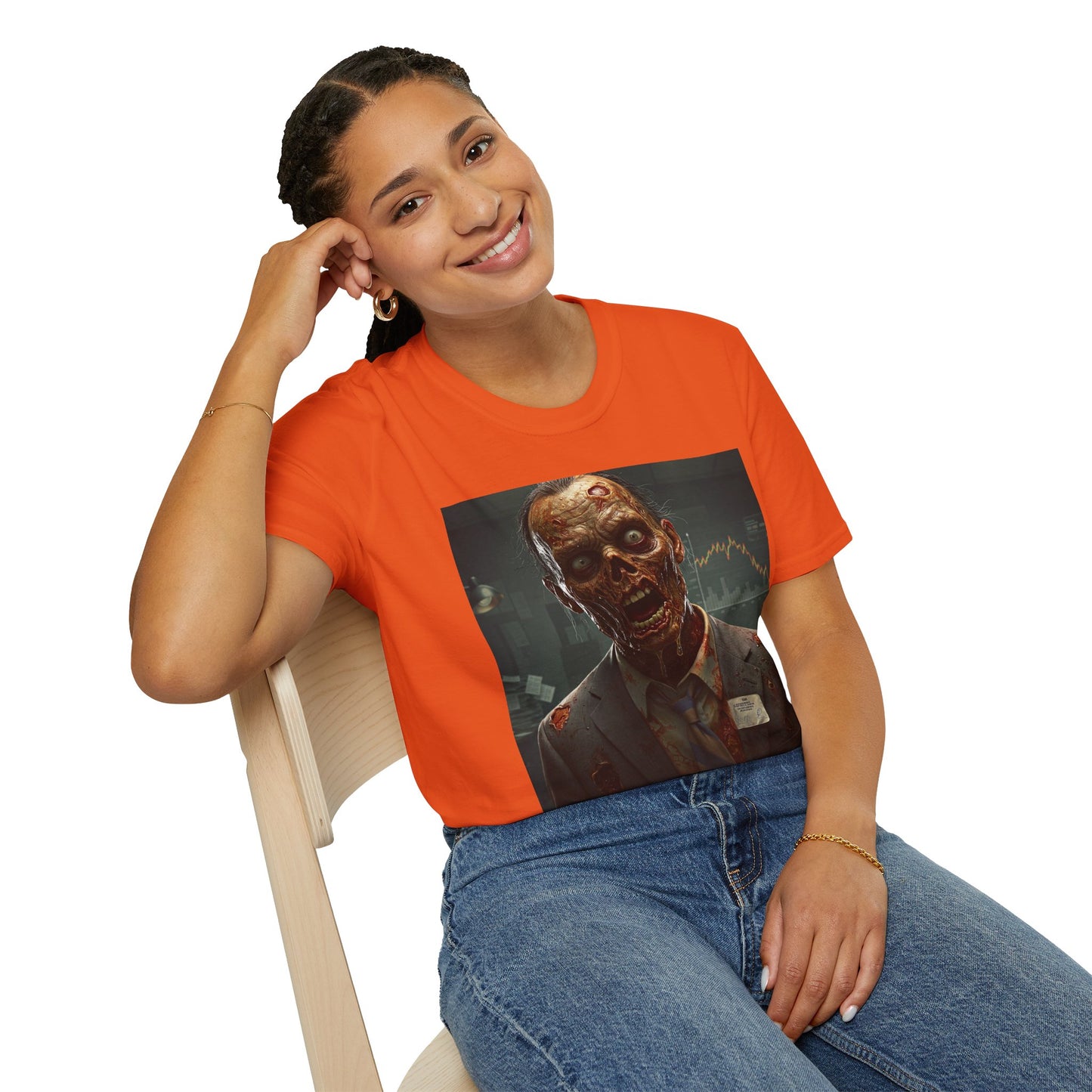 Zombie Businessman Unisex Softstyle T-Shirt | Spooky Halloween Apparel