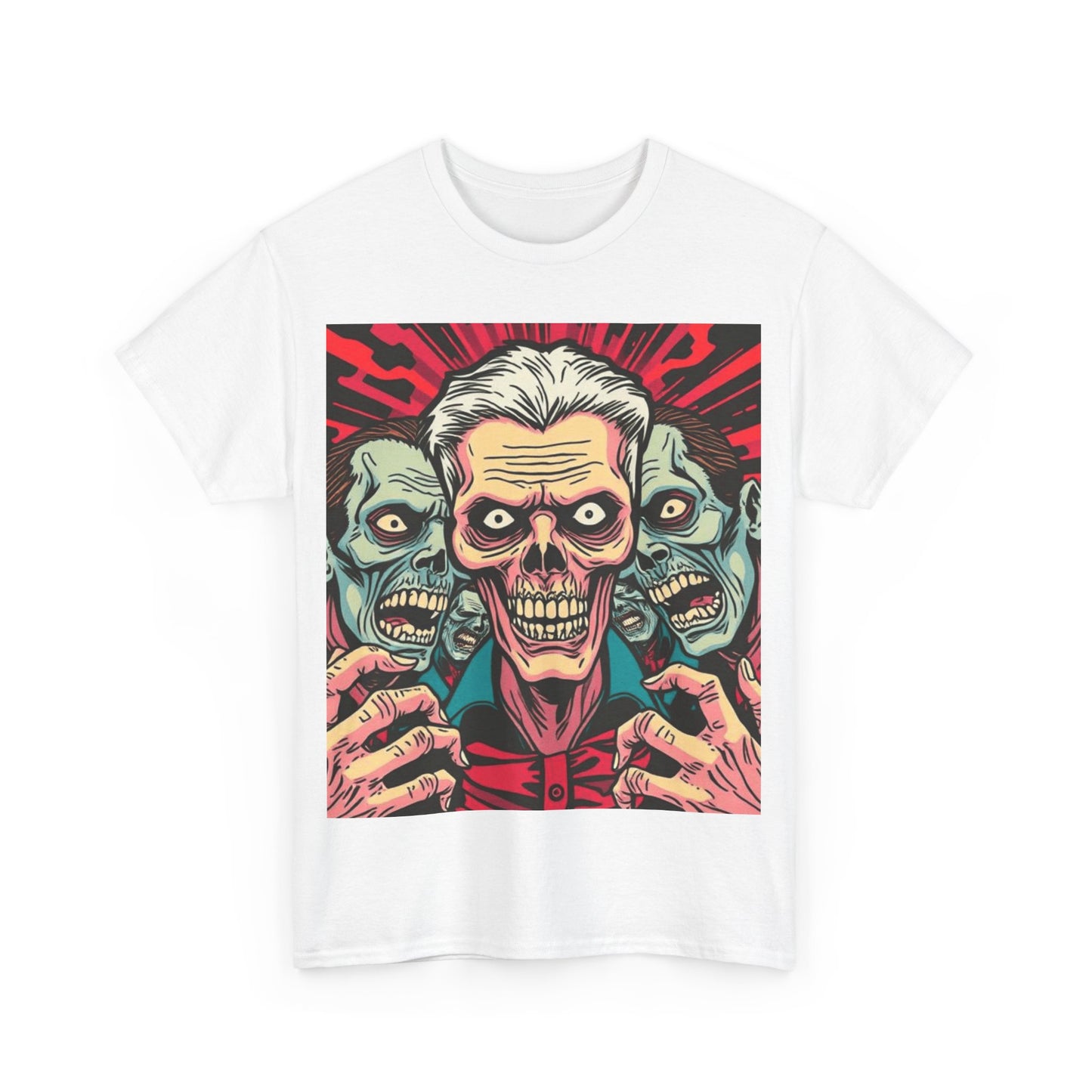 UK - Spooky Skull Graphic Unisex Heavy Cotton Tee - Perfect for Halloween and Casual Wear