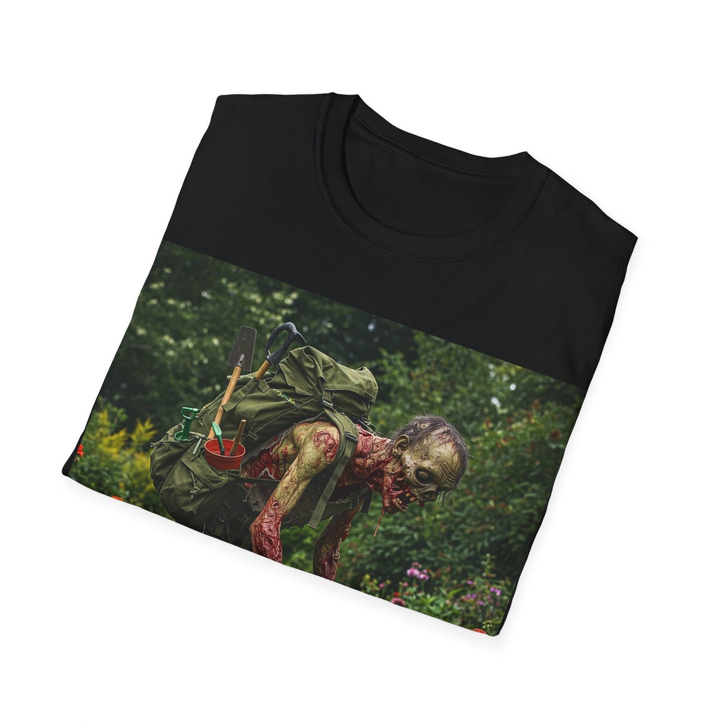 UK - Garden Zombie Unisex Softstyle T-Shirt - Perfect for Halloween and Horror Fans