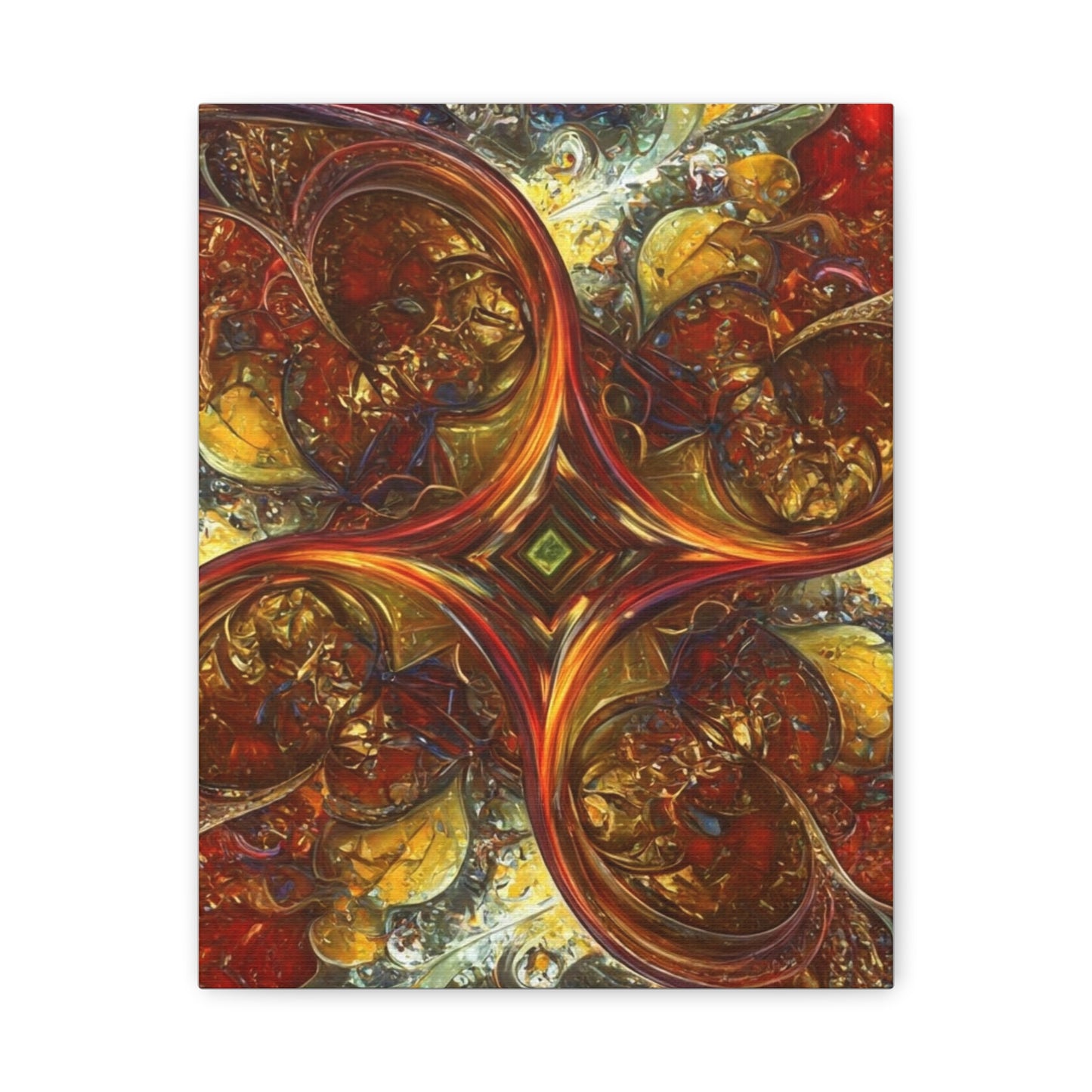 Abstract Art Matte Canvas Wall Decor - Vibrant Fractal Design, Colorful Home Accent