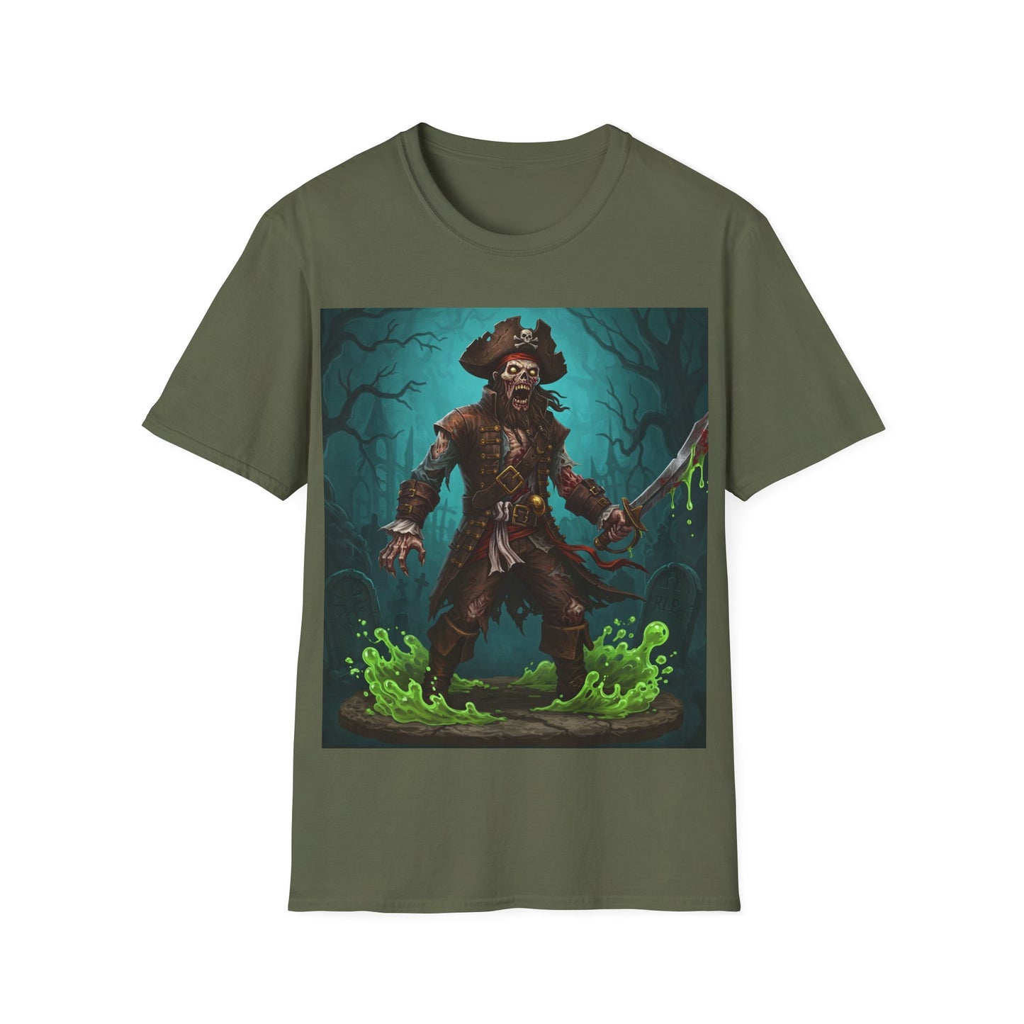 UK - Pirate Apocalyptic Portrait Tee, bold, decaying zombie graphic