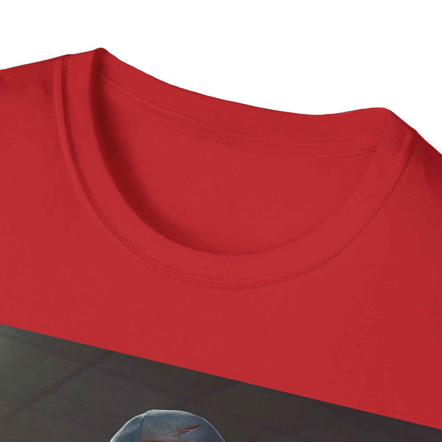 UK - Horror-Inspired Unisex Softstyle T-Shirt - Creepy Grocery Clerk Design