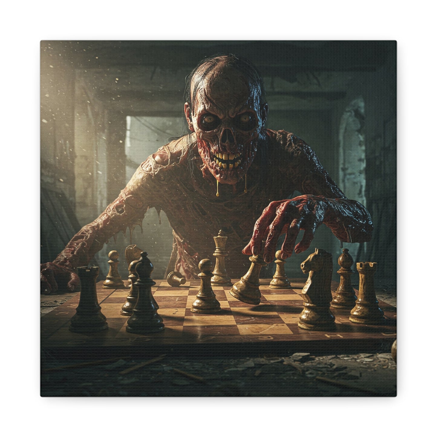 Zombie Chess Matte Canvas Wall Art for Horror Lovers