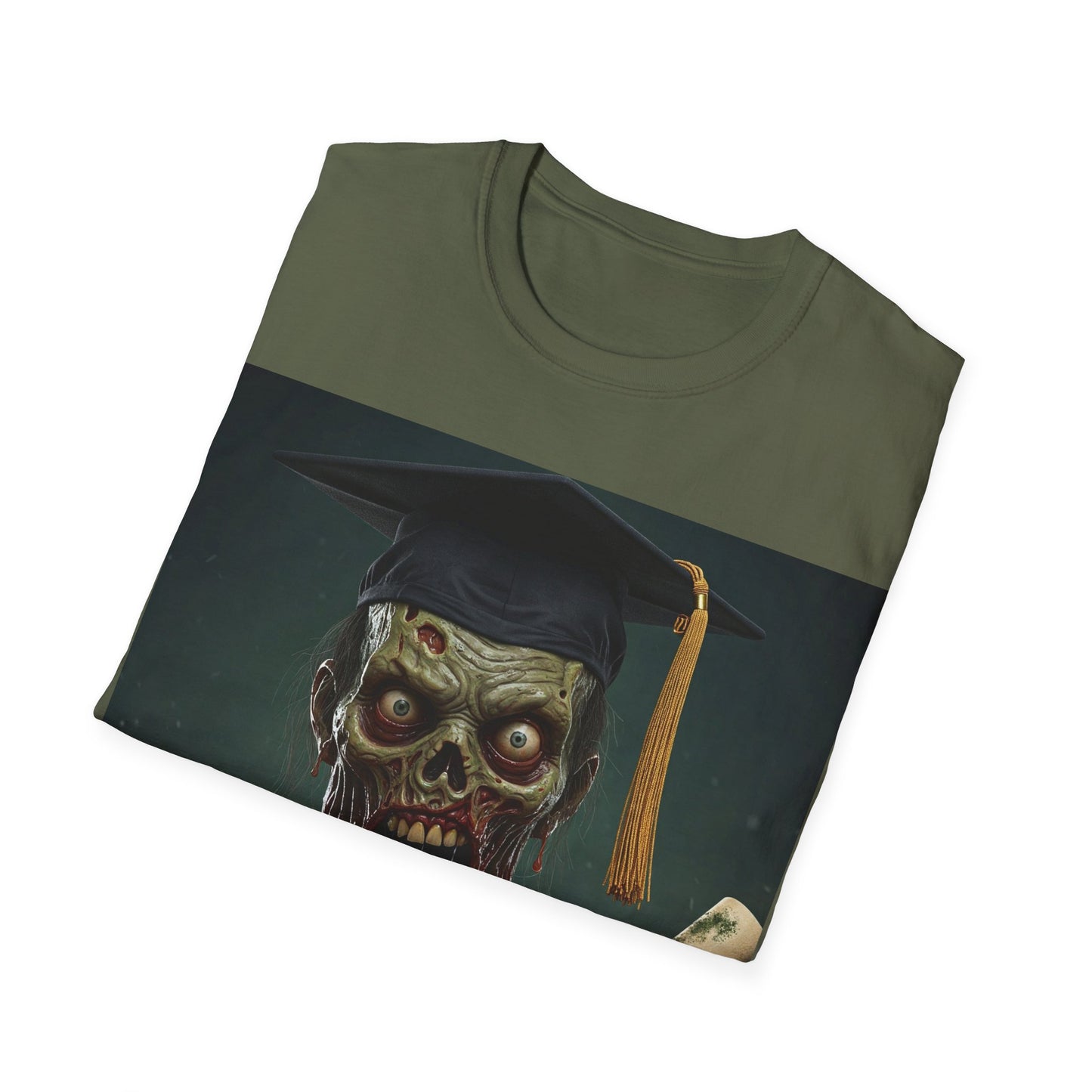 UK - Zombie Graduate Unisex Softstyle T-Shirt - Perfect for Halloween & Graduation
