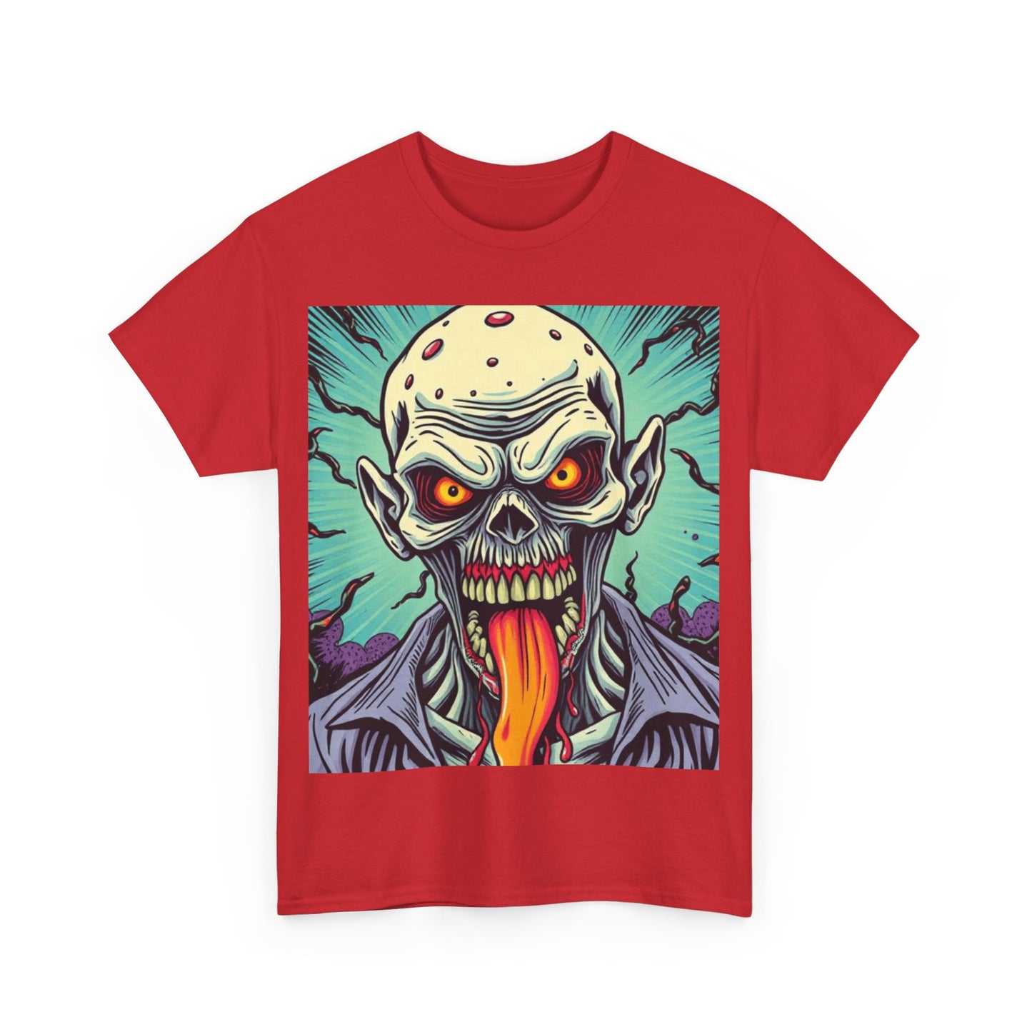 UK - Spooky Graphic Unisex Heavy Cotton Tee - Halloween Evil Zombie Design