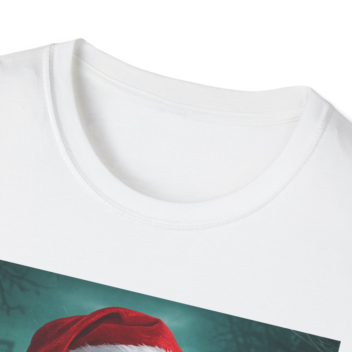Cat Funny Santa Skeleton Apocalyptic Portrait Tee, bold, decaying zombie graphic