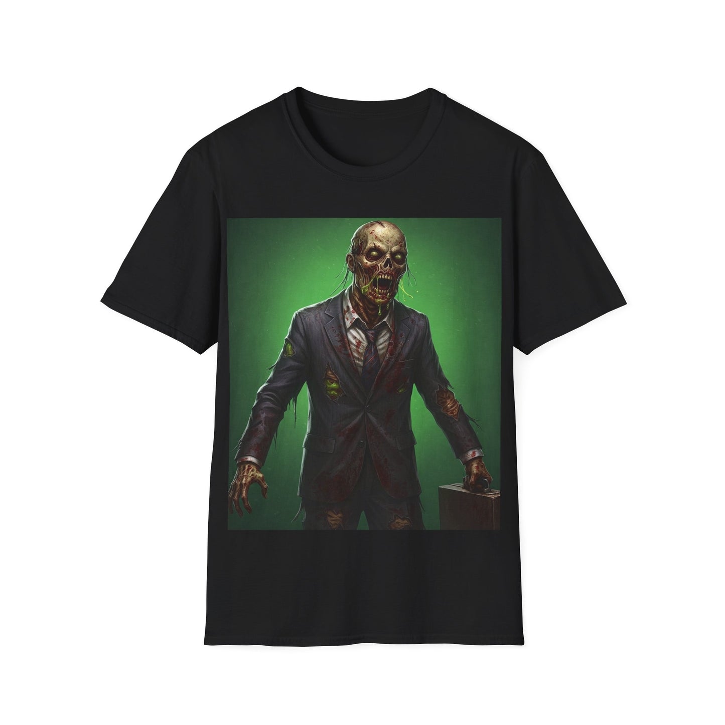UK - Spooky Zombie Businessman Unisex Softstyle T-Shirt
