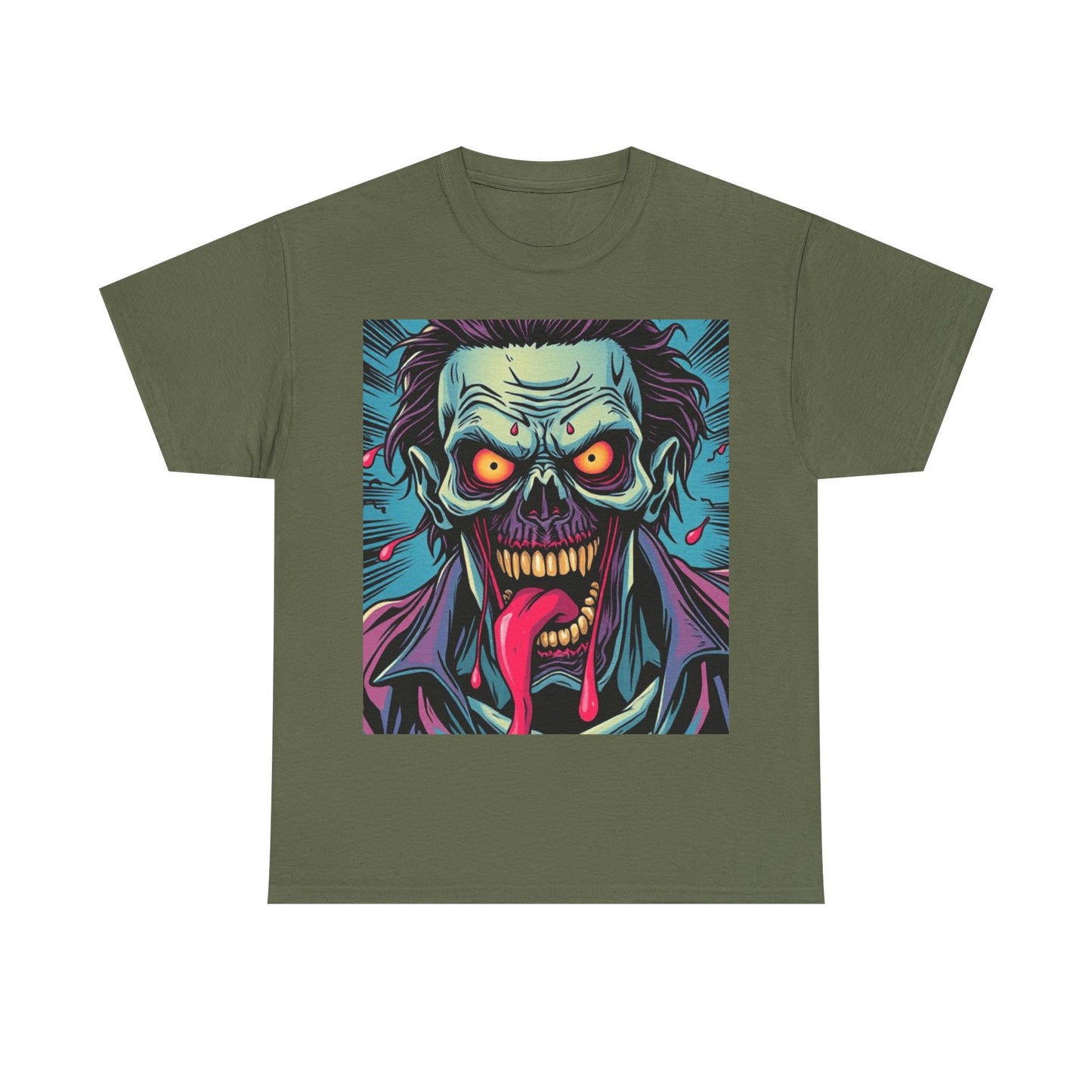 UK - Unisex Heavy Cotton Tee - Vibrant Zombie Graphic Tee