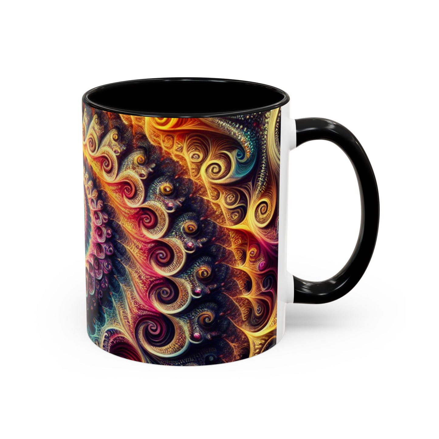Colorful Swirl Accent Coffee Mug - Unique Spiral Design for Art Lovers