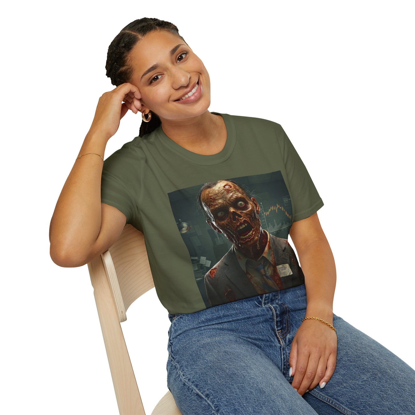 Zombie Businessman Unisex Softstyle T-Shirt | Spooky Halloween Apparel